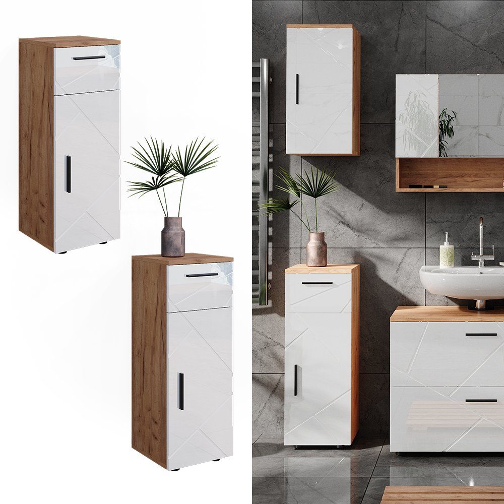 Vicco Midischrank Irma, Eiche/Weiß Hochglanz, 30 günstig online kaufen