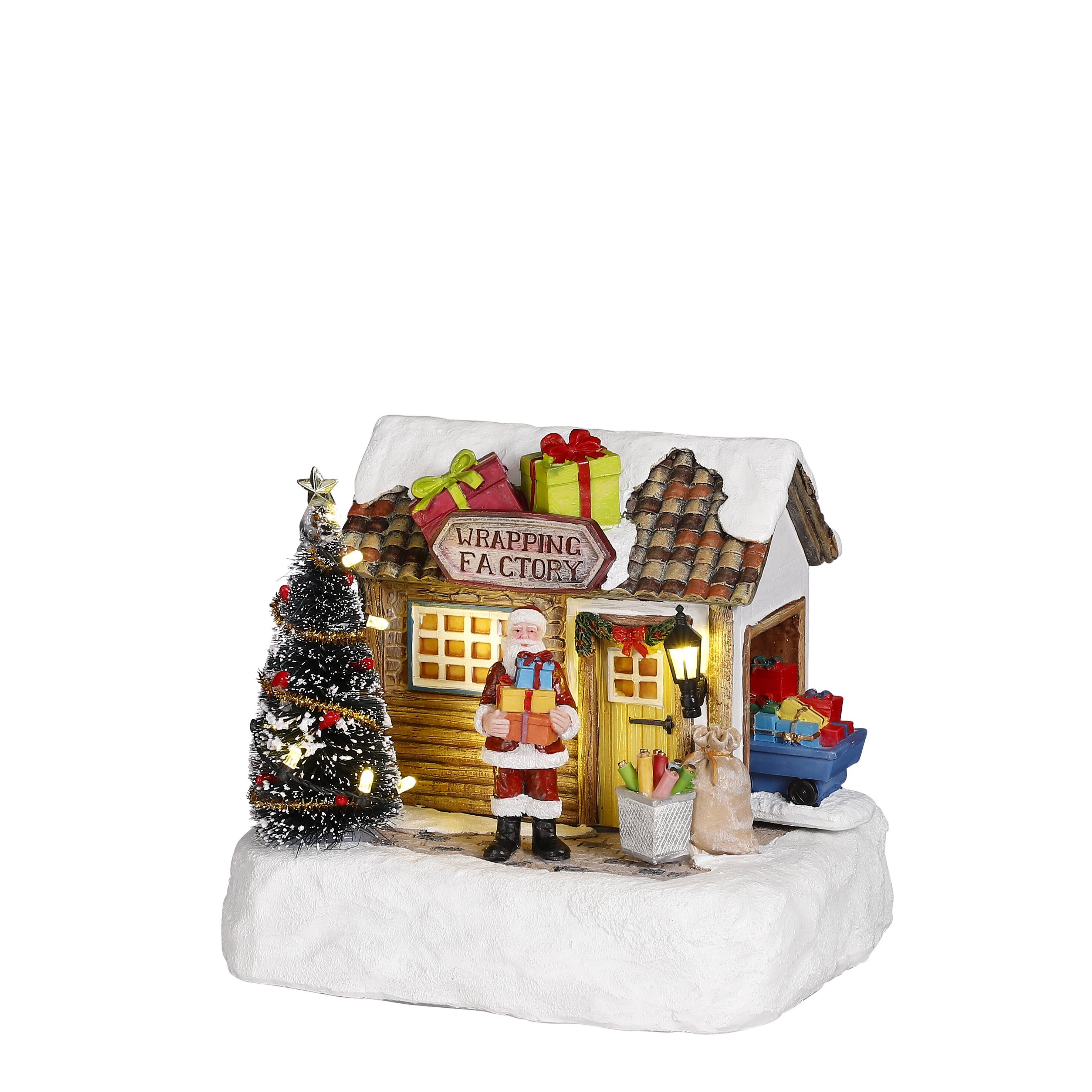 LuVille Weihnachtsdorf Luville Collectables Wrapping factory batteriebetrieben - l16,5xb13xh1