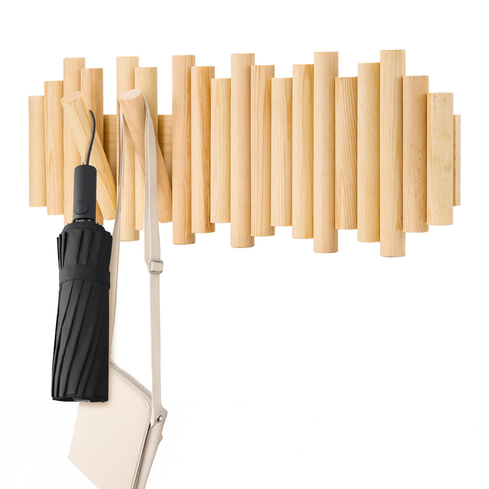 Youyijia Garderobenhaken Garderobenhaken 7 Klapphaken aus Holz, Mäntel, Schals und Taschen