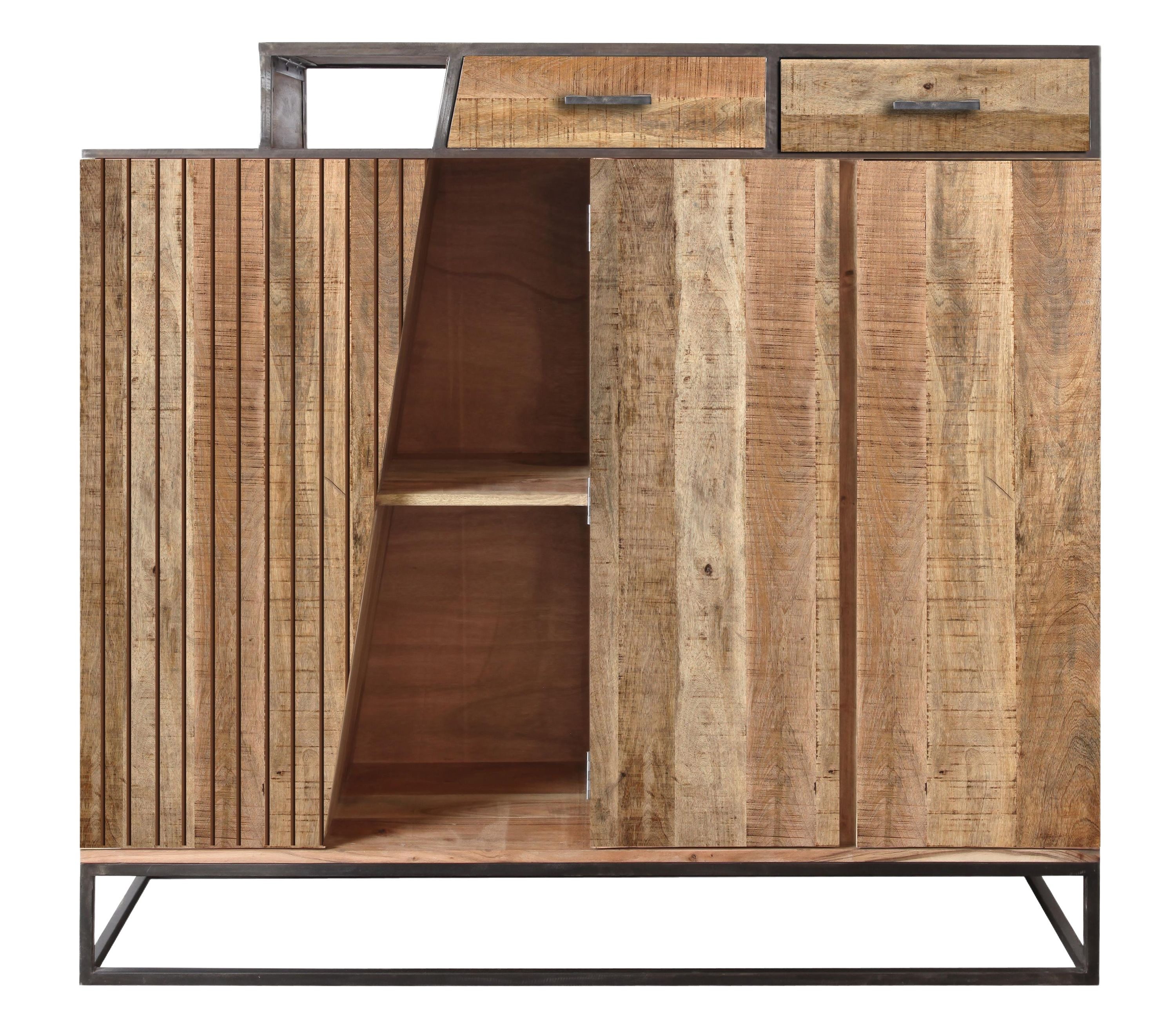 WOLF MÖBEL Sideboard (145 x 40 x 138), STADIUM Highboard mit 3 Türen / 2 Schubladen / 3 Ablagen