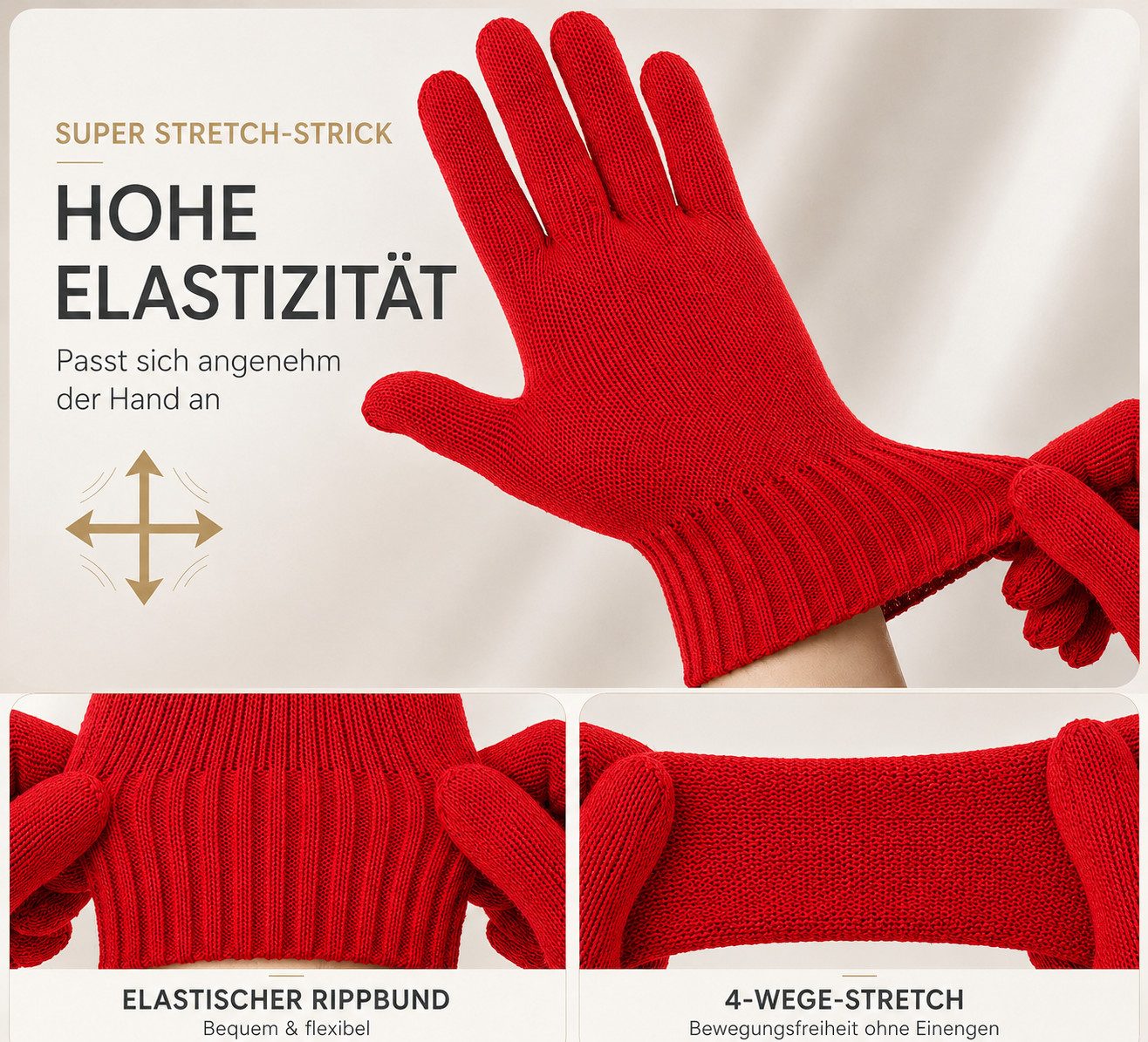 herémood Strickhandschuhe Handschuhe Winter für Damen Herren, Winterhandschuhe, Sport & Fahrrad vollständig bedeckte Finger, Testsiegel SEHR GUT (Note 1,1) – Bild 3 von 5