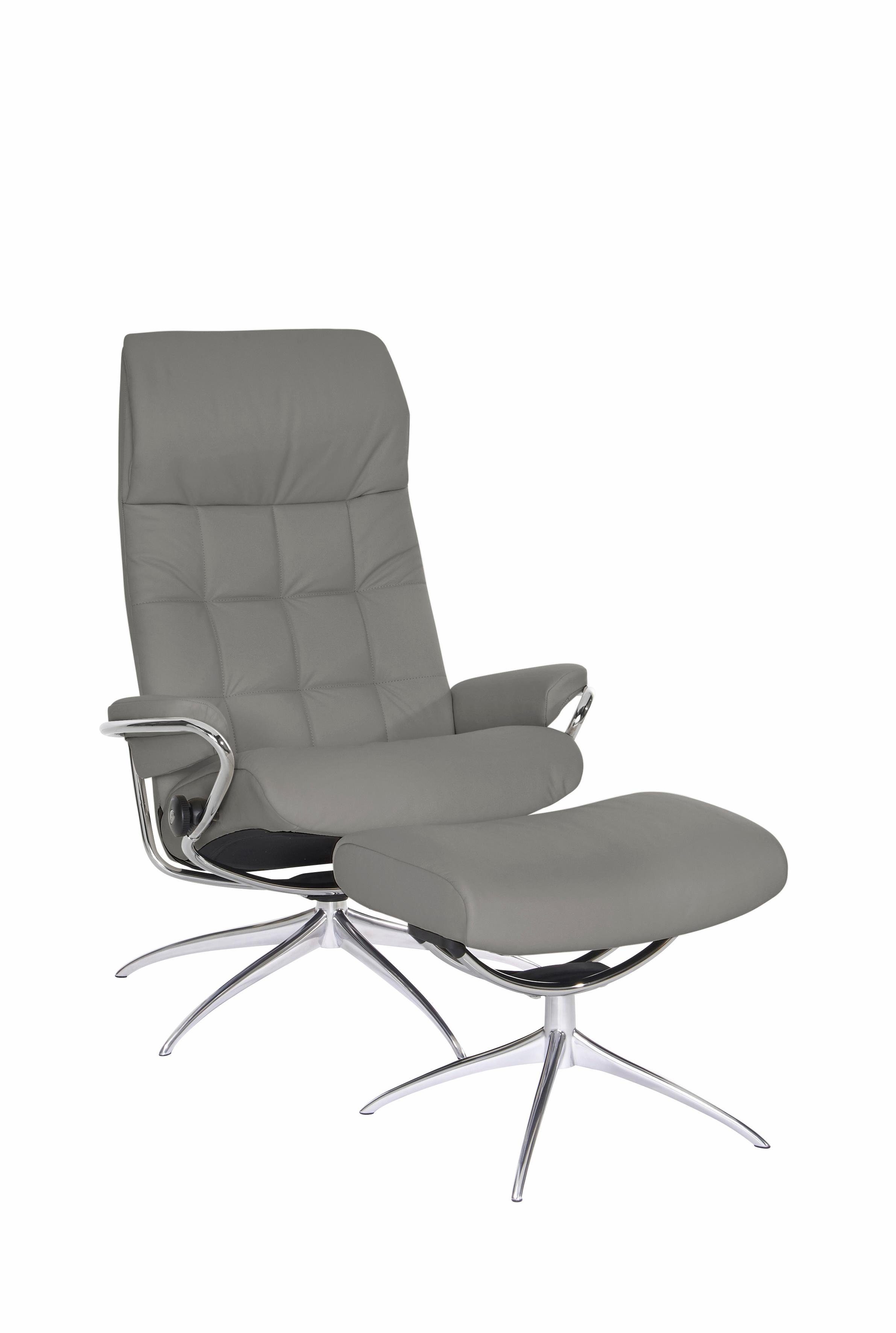 Stressless® Relaxsessel London (Set, Relaxsessel mit Hocker), mit Hocker, High Back, mit Star Base, Gestell Chrom