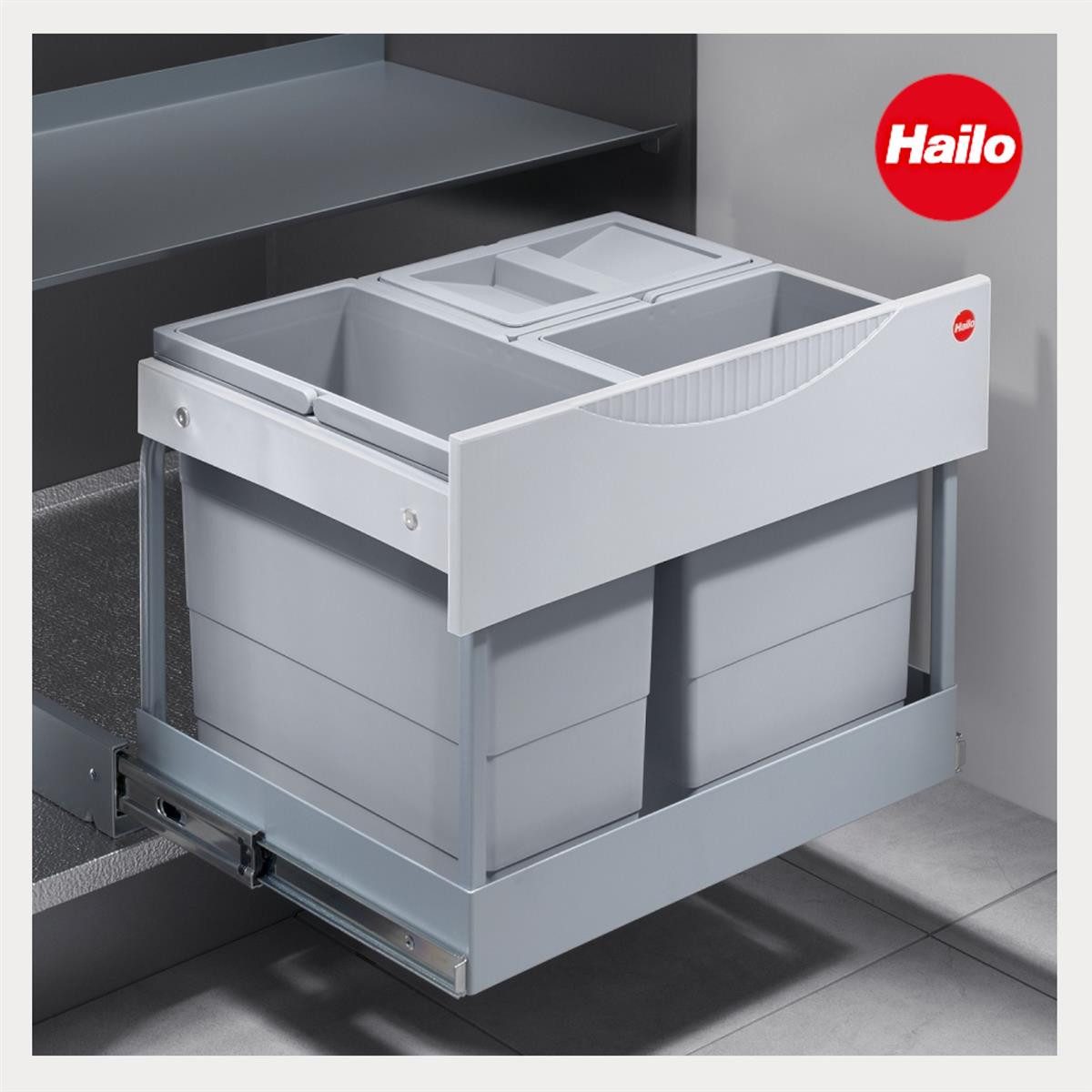 Hailo Einbaumülleimer Hailo Abfallsammler 3644831 Raumspar-Tandem-S-plus 2x 8,5 + 12 Liter – Bild 3 von 5