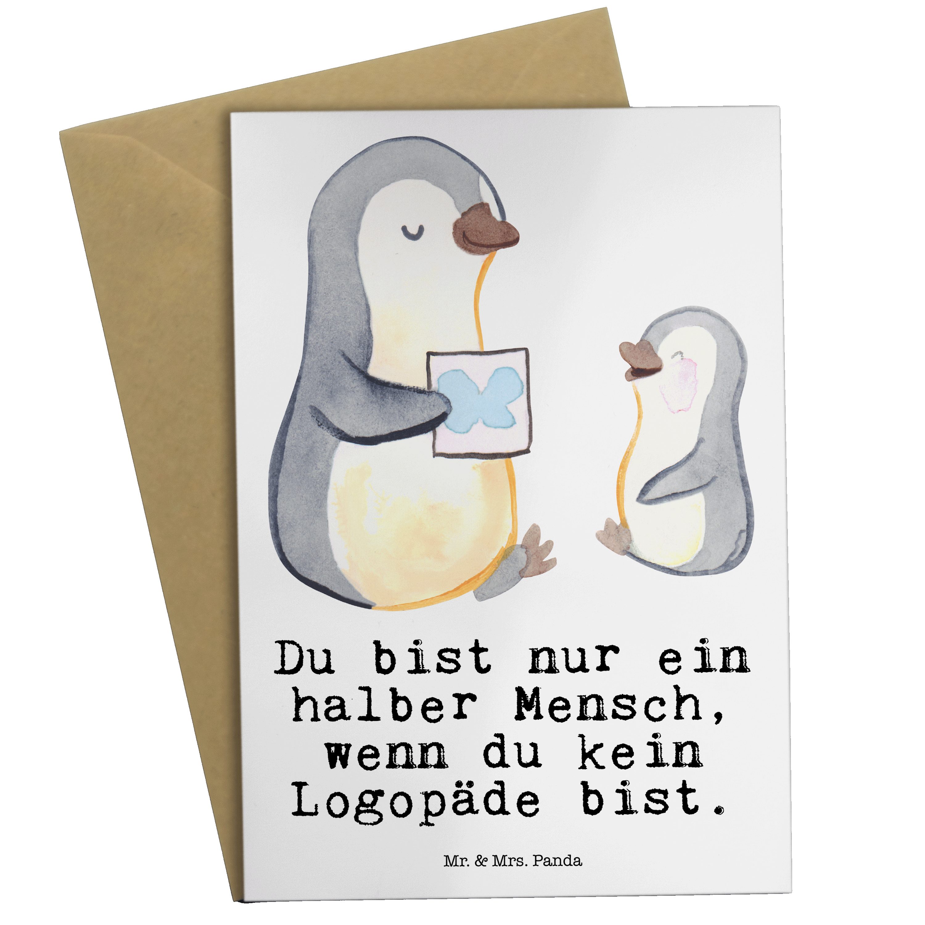 Herz & Panda - Geschenk, - Mr. Weiß mit Mrs. Dankeschön, Logopäde Abschied, Logopädie Grußkarte