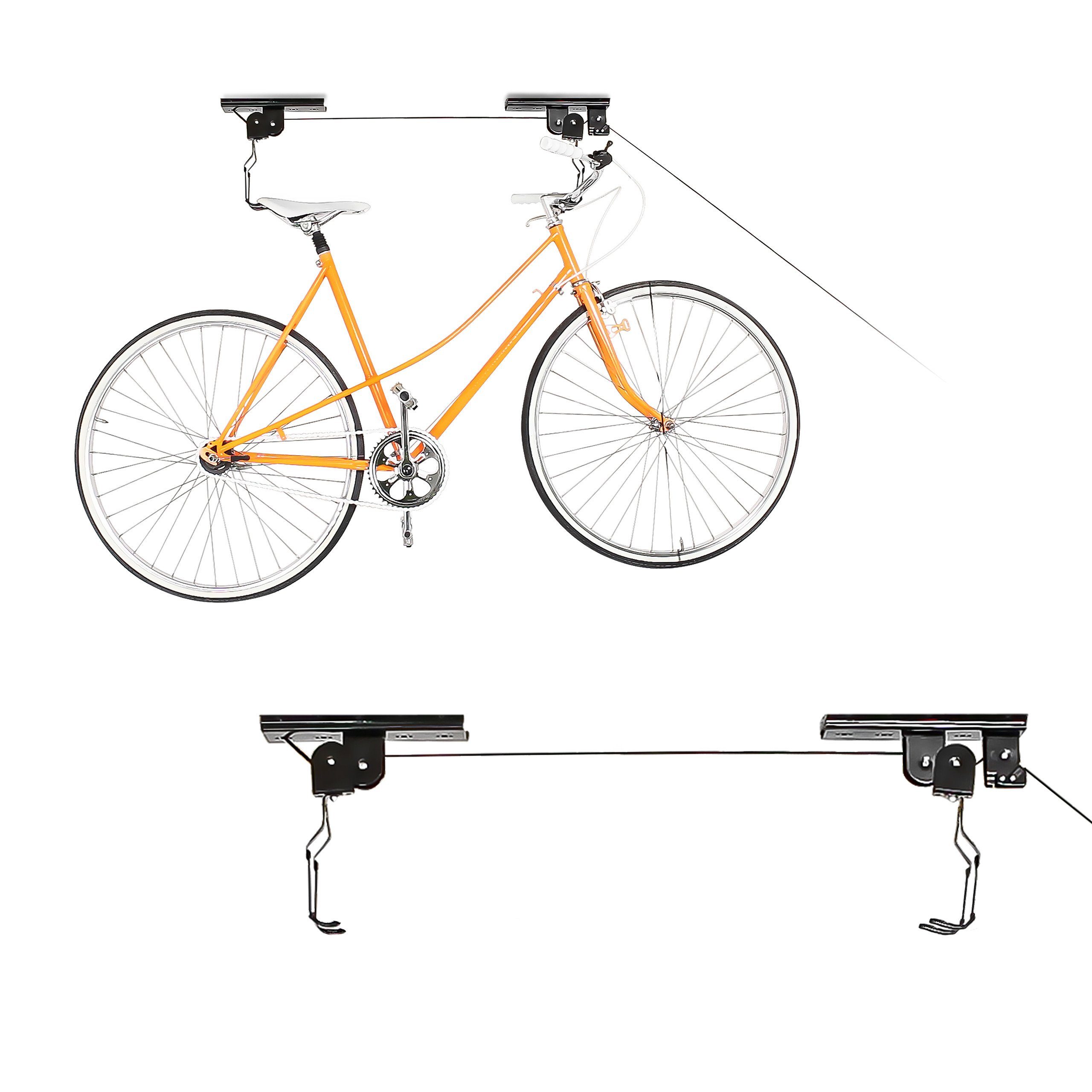 relaxdays Fahrradhalter 2 x Fahrradlift für die Decke | Fahrradwandhalterungen