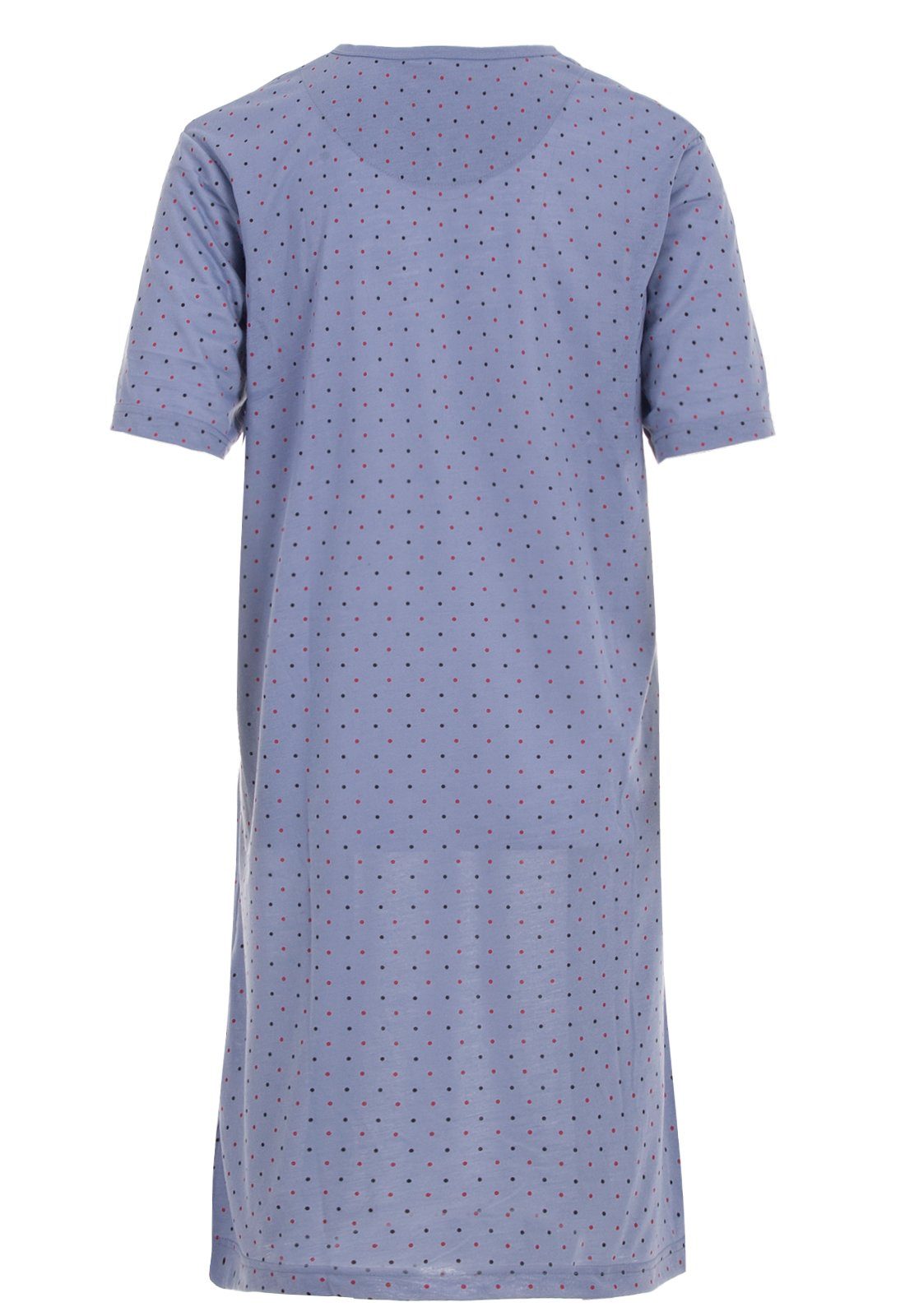Lucky Nachthemd Nachthemd Kurzarm - Punkte mit Knopfleiste graublau