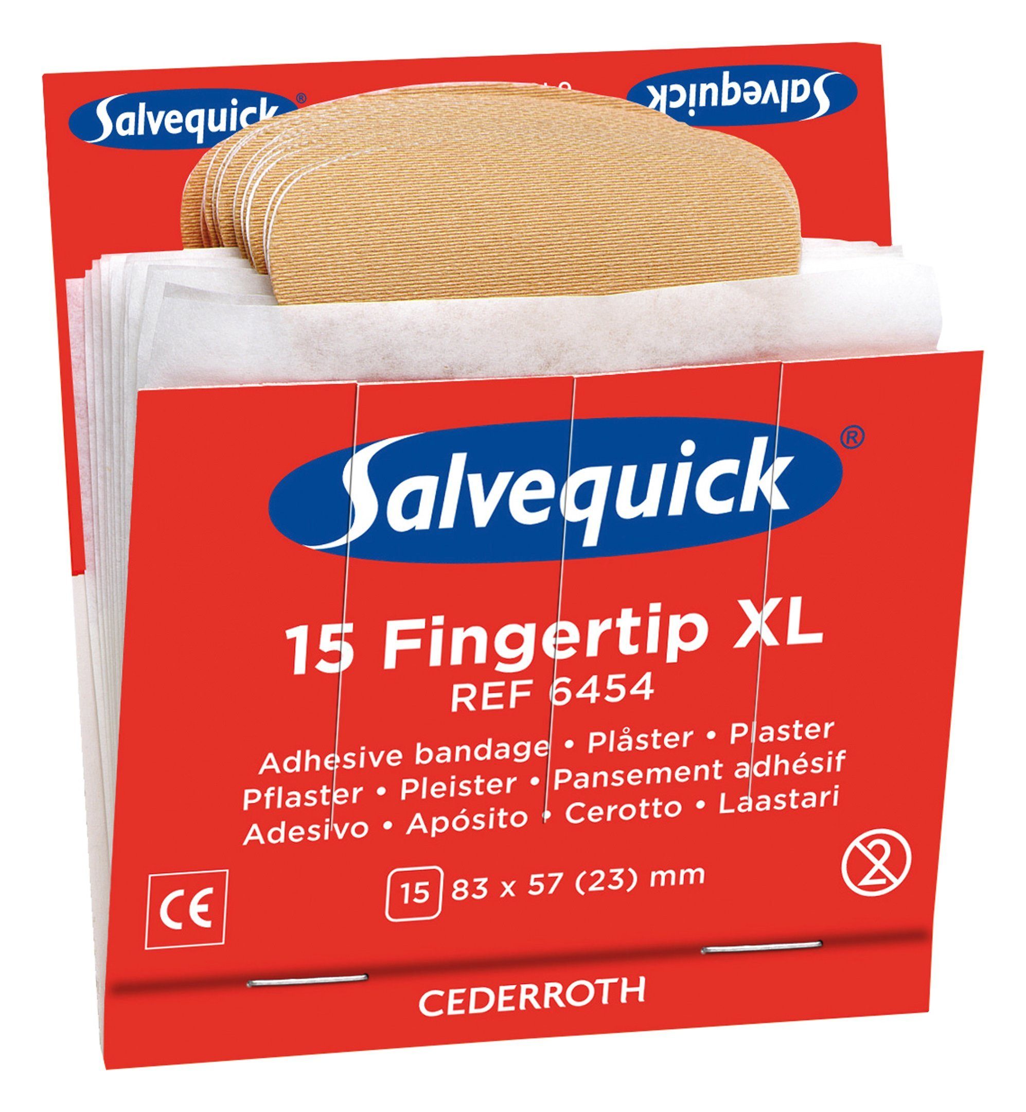 Cederroth Erste-Hilfe-Set, Salvequick Nachfülleinsätze 6 x 15 Pflaster Fingerspitzen extra groß