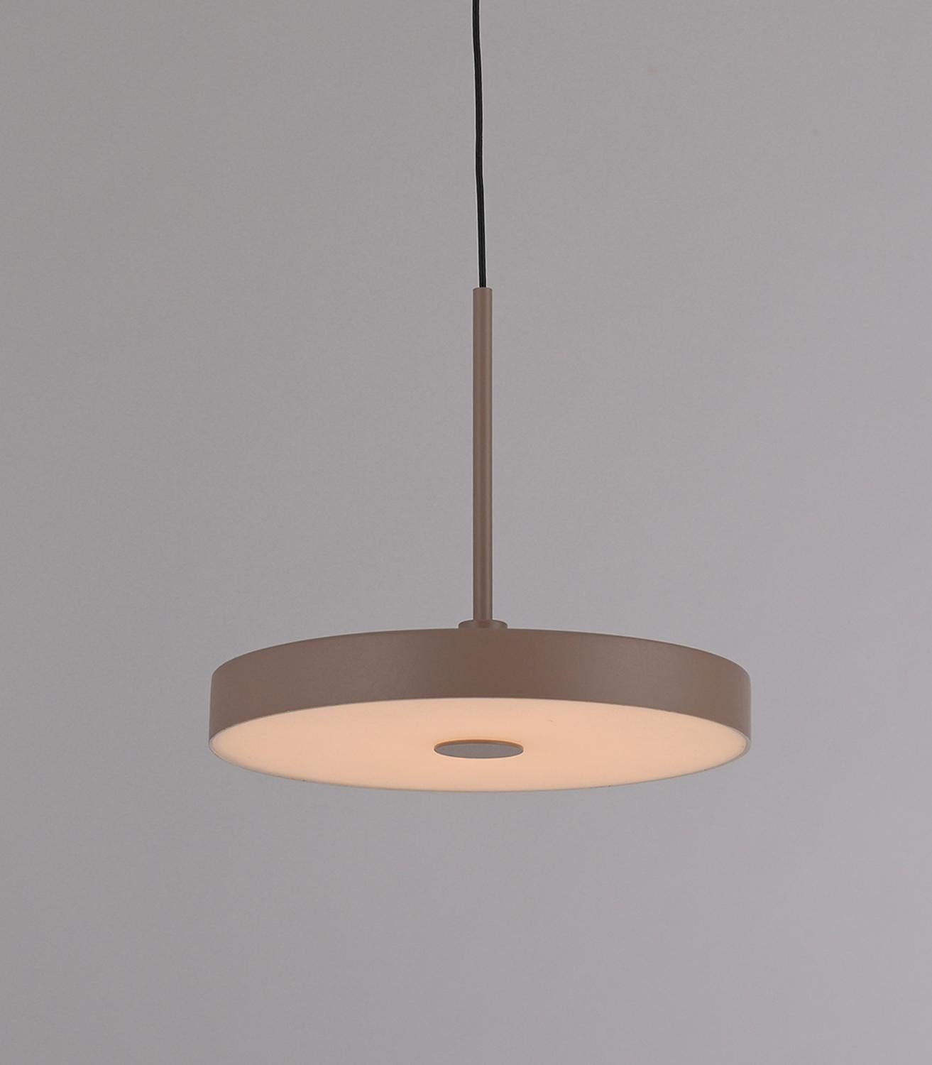 JUST LIGHT LED Pendelleuchte PLATA, 1-flammig, Sandbraun, Metall, Dimmfunktion, LED fest integriert, Extra-Warmweiß, Höhenverstellbar, Ø 15,2 x H 160 cm