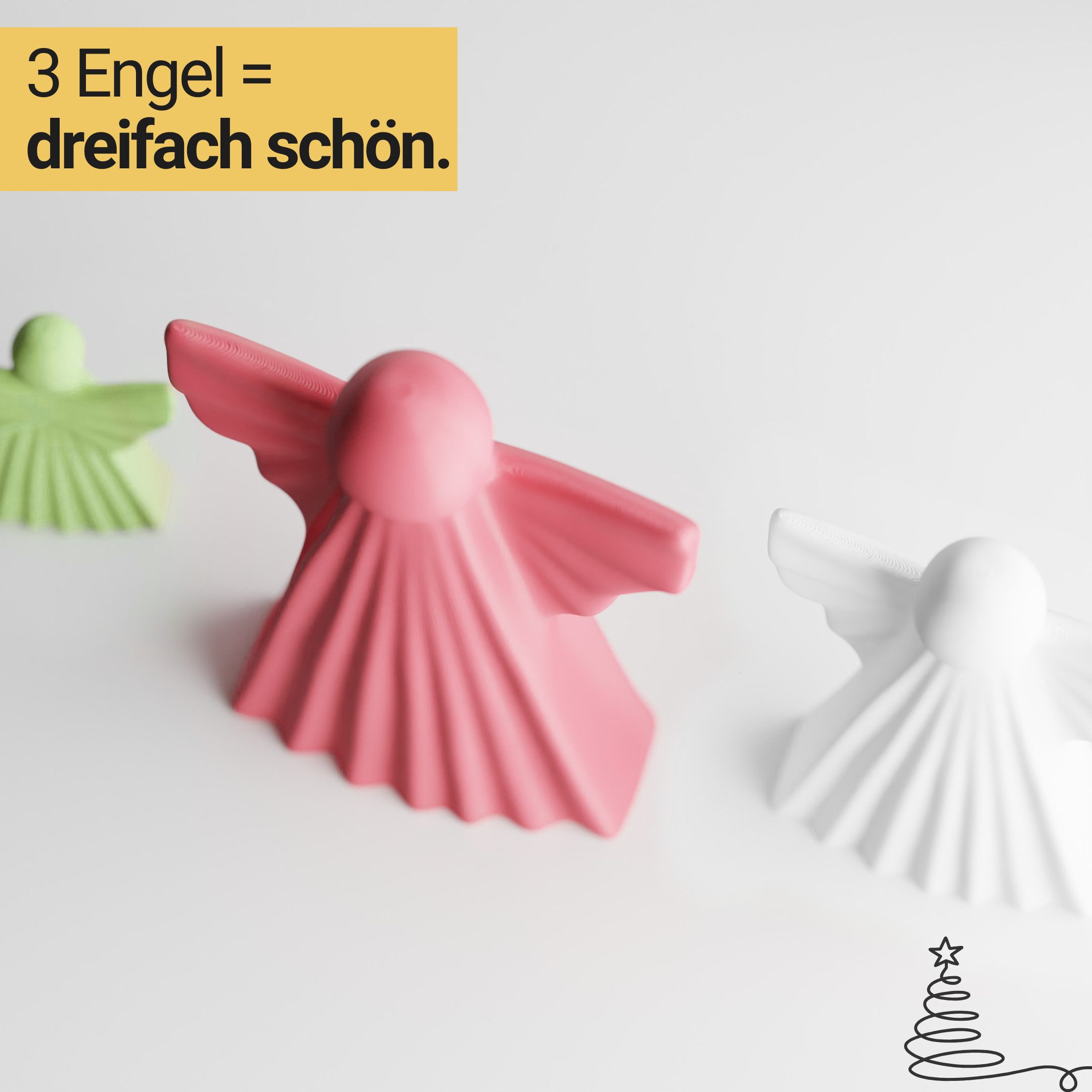 Shapes - Decorations Engelfigur Deko Engel 3er Set – moderne Weihnachtsdekoration (Spar-Set, 3er-Set), Weihnachten