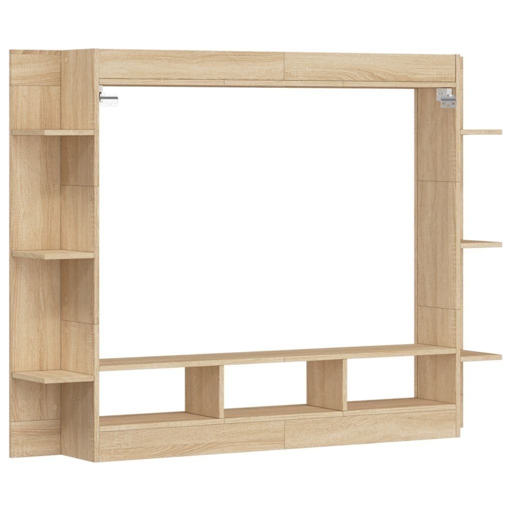vidaXL Kleiderschrank TV-Schrank Sonoma-Eiche Holzwerkstoff (1-St) Hochglanz-Weiß 152x22x113 cm