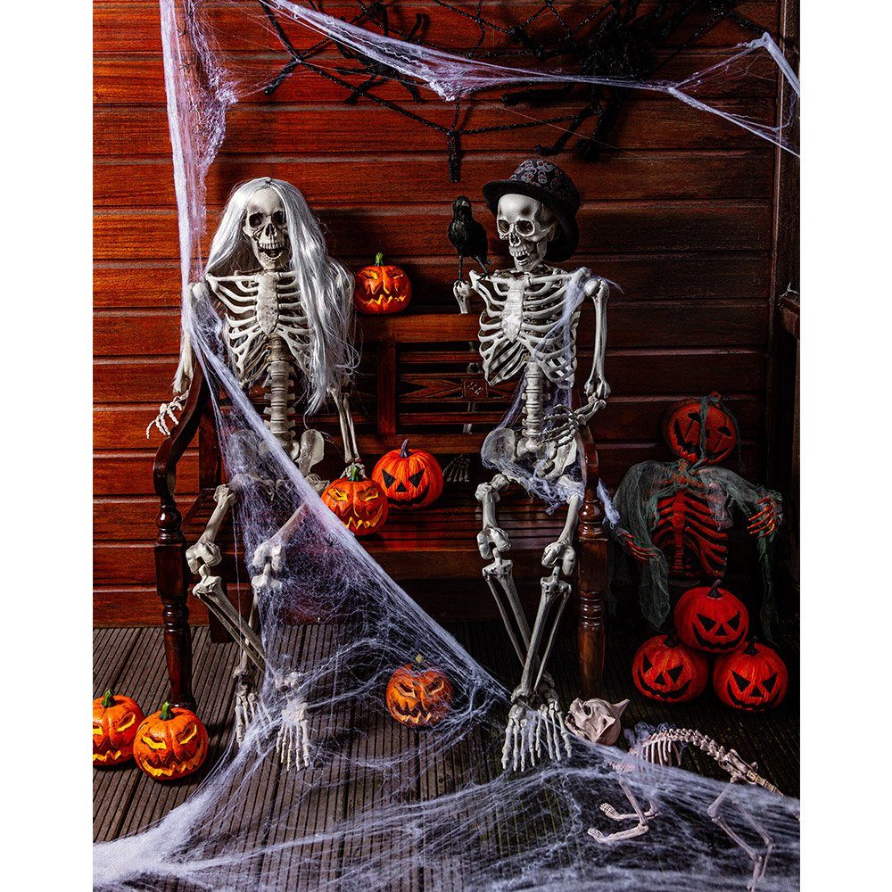 Spinngewebe Deko Halloween Spinne- mit Zombie-Kostüm - elastisch Spinnweben 150cm Boland