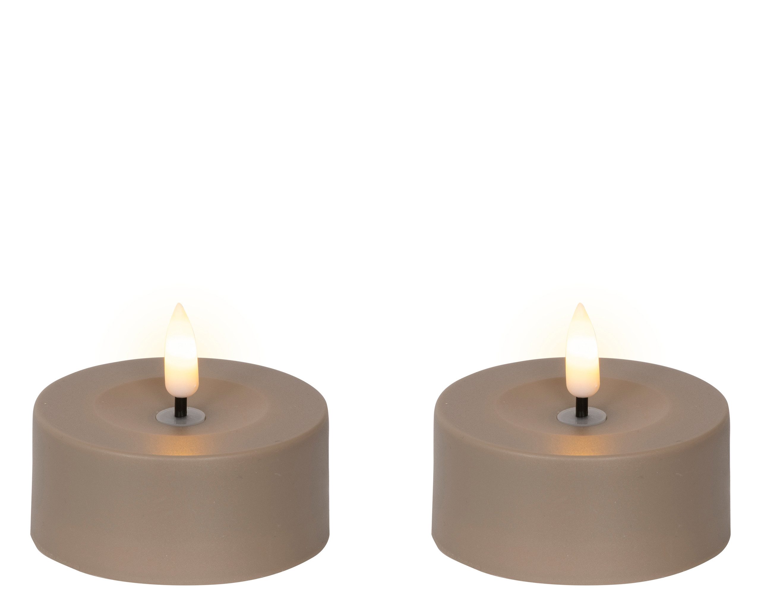 Lumineo LED-Kerze, Solar LED Teelicht Outdoor 7x3,2cm Kunststoff Braun / Warmweiß