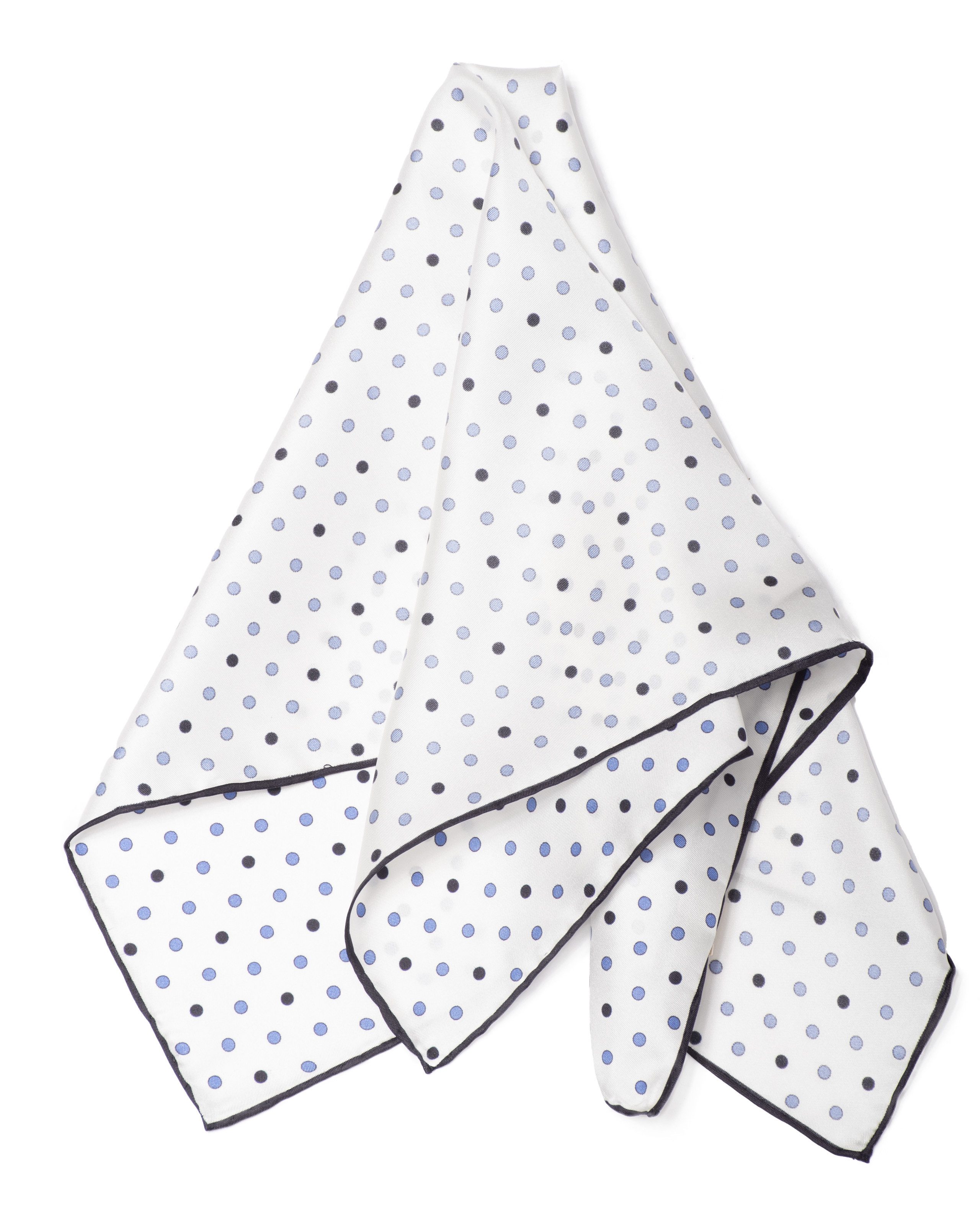 MayTree Seidentuch handrolliert Twill-Seide, 53x53 weiß mit Pünktchen, (Stück), 100% Seide, für Herren und Damen