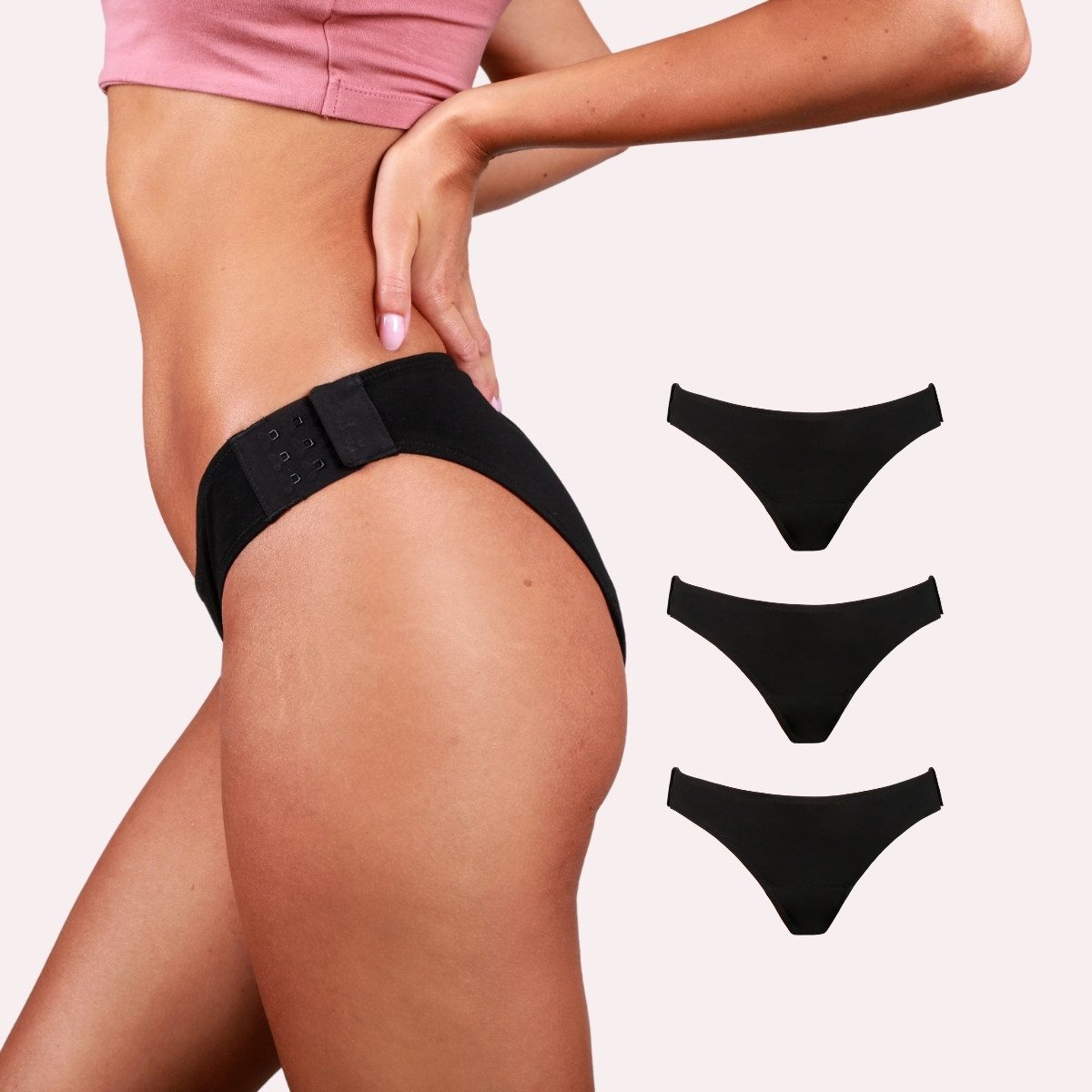 Taynie Periodenslip Swift extra stark - Periodenunterwäsche starke Blutung - Damen (Spar-Set, 3-St., 3er-Pack) Periodenunterwäsche / Periodenslip mit seitlichem Haken Verschluss