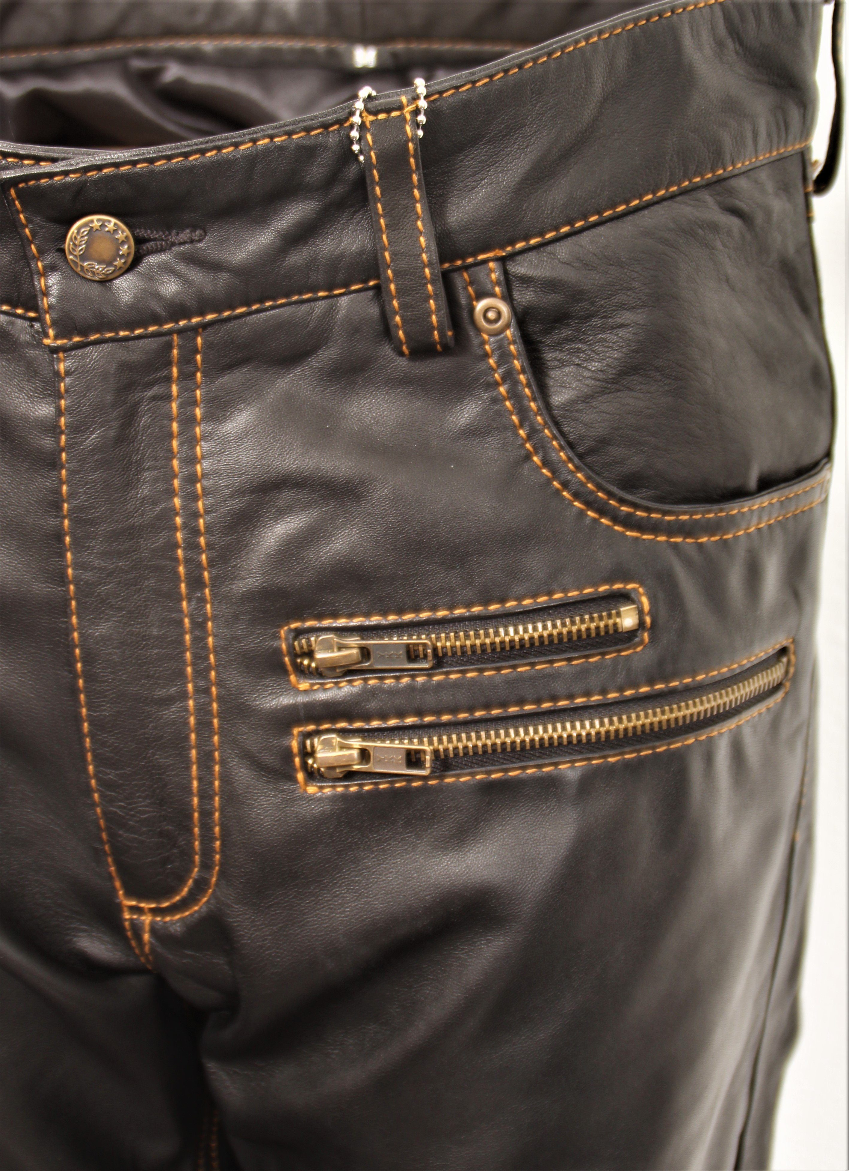 Be Noble Lederhose Texas schwarz Wunderschöne Herren Lederhose mit abgesetzten Nähten im Jeansstyle