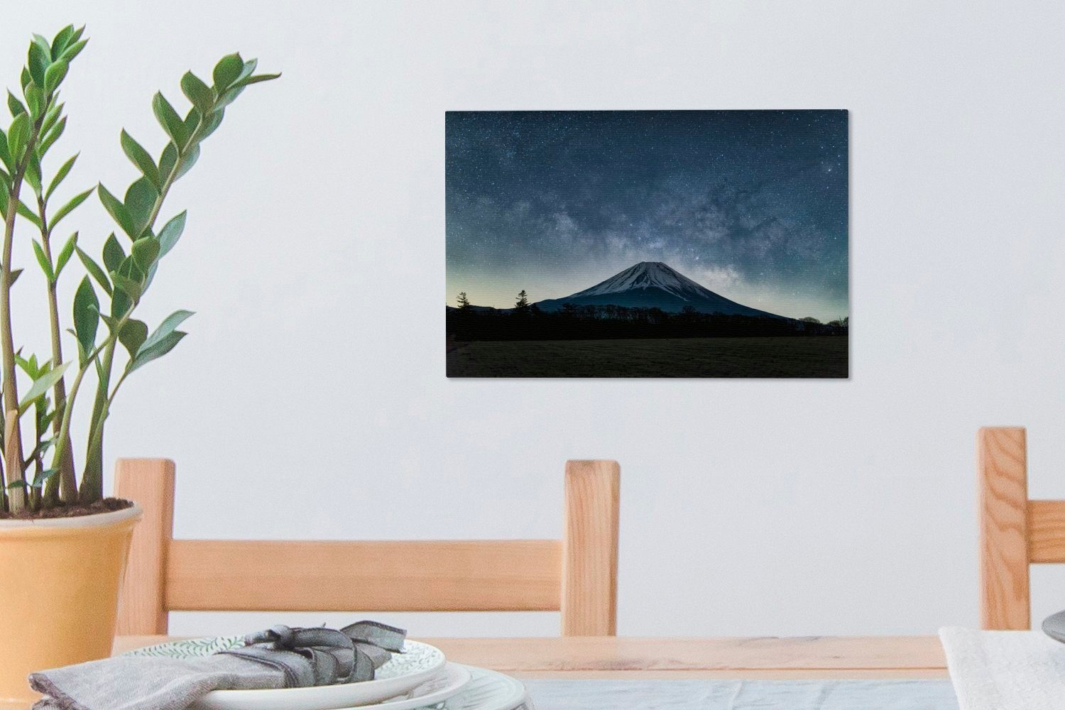Nacht, Der Vulkan Aufhängefertig, OneMillionCanvasses® cm Fuji (1 Leinwandbild Leinwandbilder, japanische 30x20 Wandbild bei Wanddeko, St),