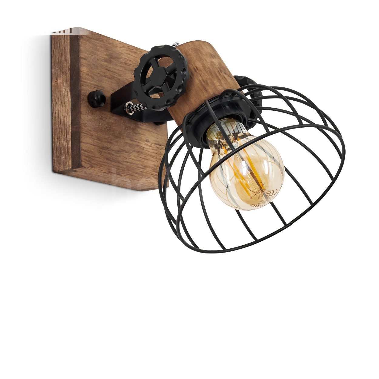 hofstein Wandleuchte »Cotes« Wandlampe aus Holz/Metall in Braun/Schwarz m. günstig online kaufen