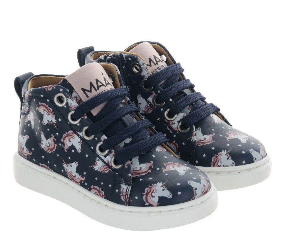 MAA MAÁ Leder Sneaker C254 Einat Einhorn Mädchen Blau print Sneaker Mix