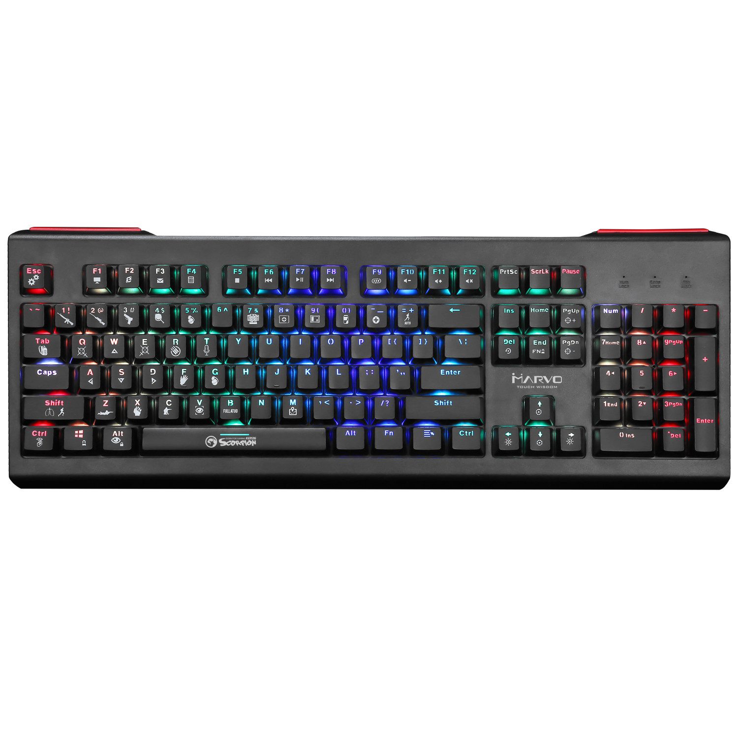 MARVO KG959G mechanische Gaming-Tastatur (kabelgebunden, USB, QWERTZ, RGB-Beleuchtung, Multimediatasten)