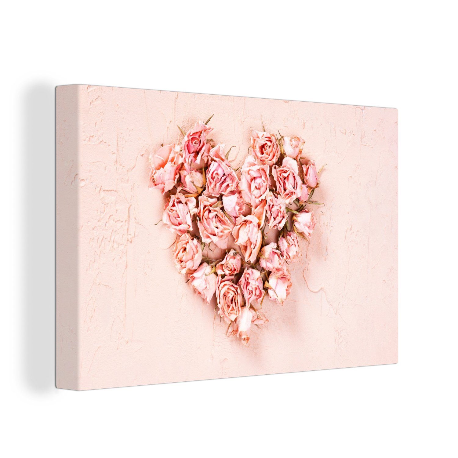 OneMillionCanvasses® Leinwandbild Herz - Blumen - Rosa, Fotodruck (1 St), L günstig online kaufen