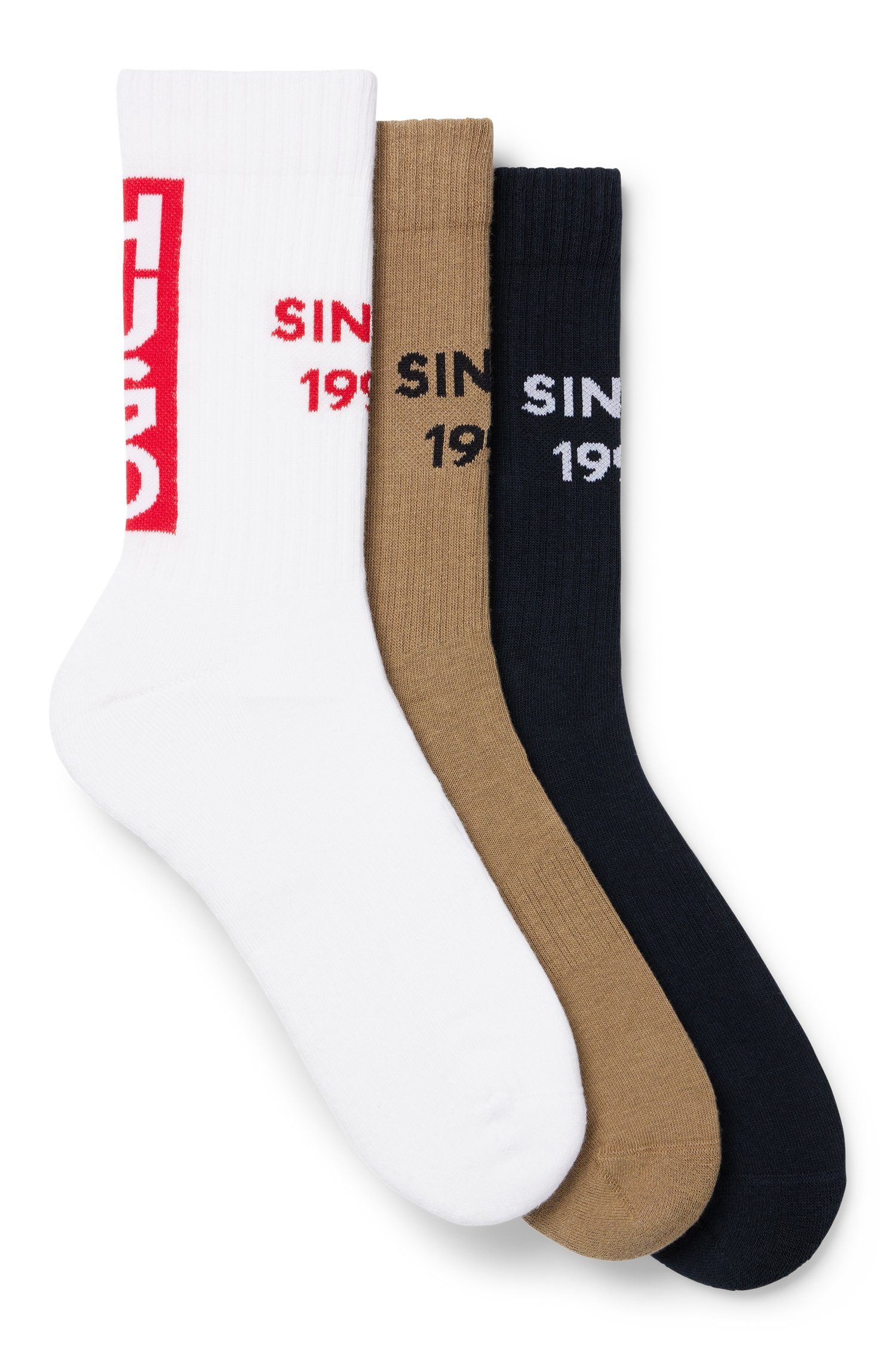 SINCE93 QS Freizeitsocken CC (Packung, 3P HUGO HUGO mit Schriftzug 3-Paar)