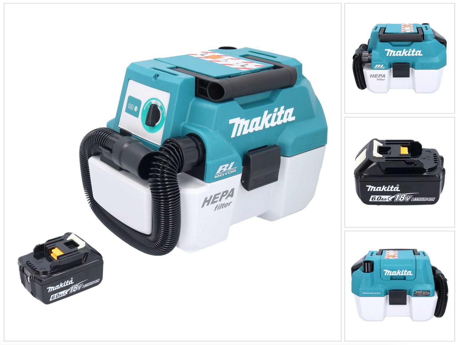 Makita Nass-Trocken-Akkusauger DVC 750 LG1 Akku Пылесосы LXT 18 V 67 mbar 7,5 l Brushless + 1x Ak