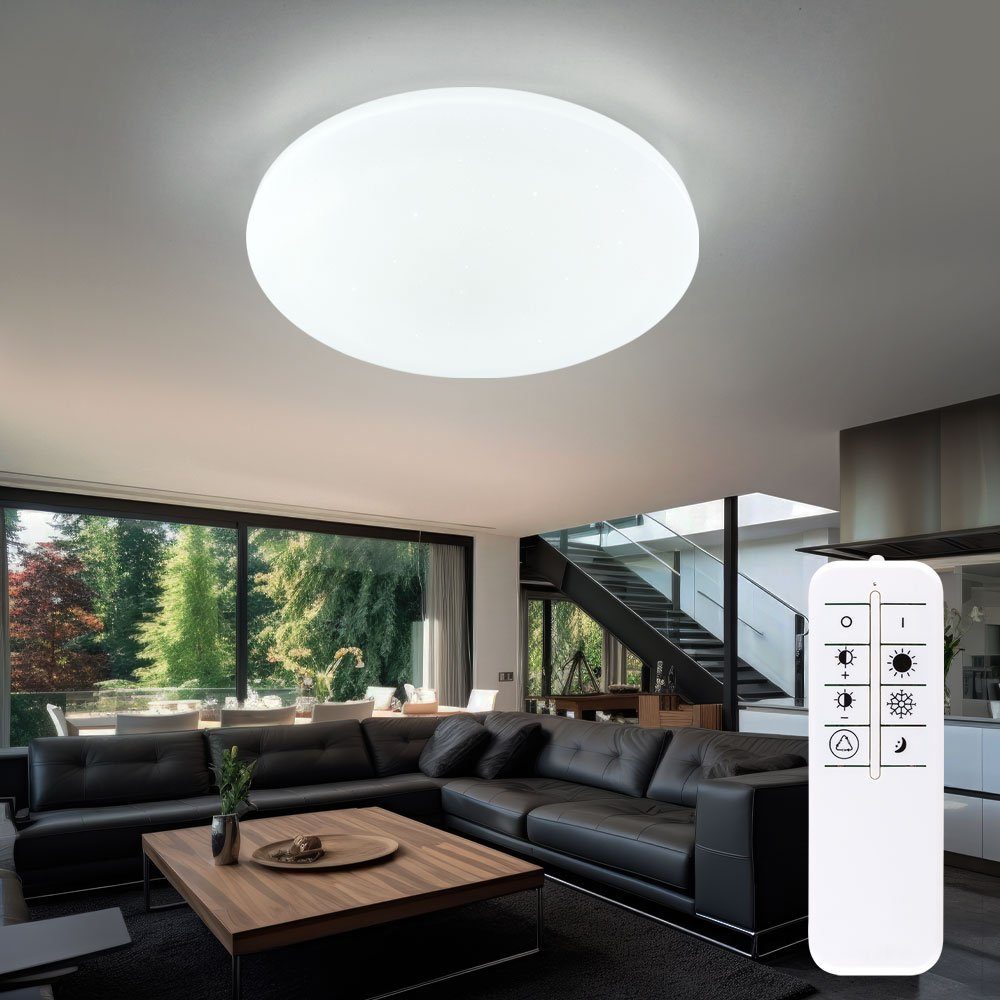 Deckenleuchte, Smart LED Fernbedienung fest Kaltweiß, Neutralweiß, LED Globo Tageslichtweiß, Warmweiß, Wohnzimmerlampe verbaut, LED-Leuchtmittel Deckenleuchte dimmbar CCT