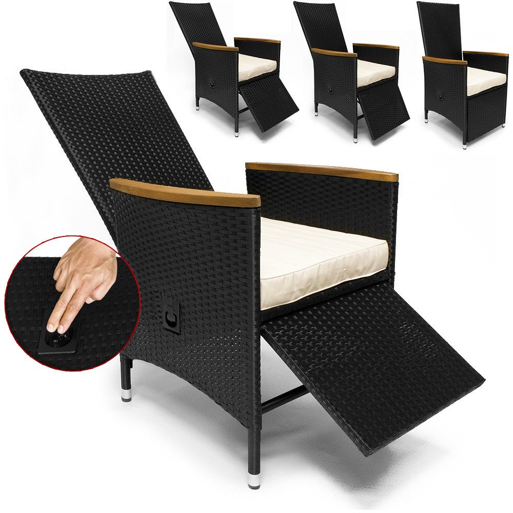 Casaria Garten-Essgruppe, (9-tlg), 8 Personen Polyrattan 2 verstellbare Lehnen & Fußablagen Wetterfest