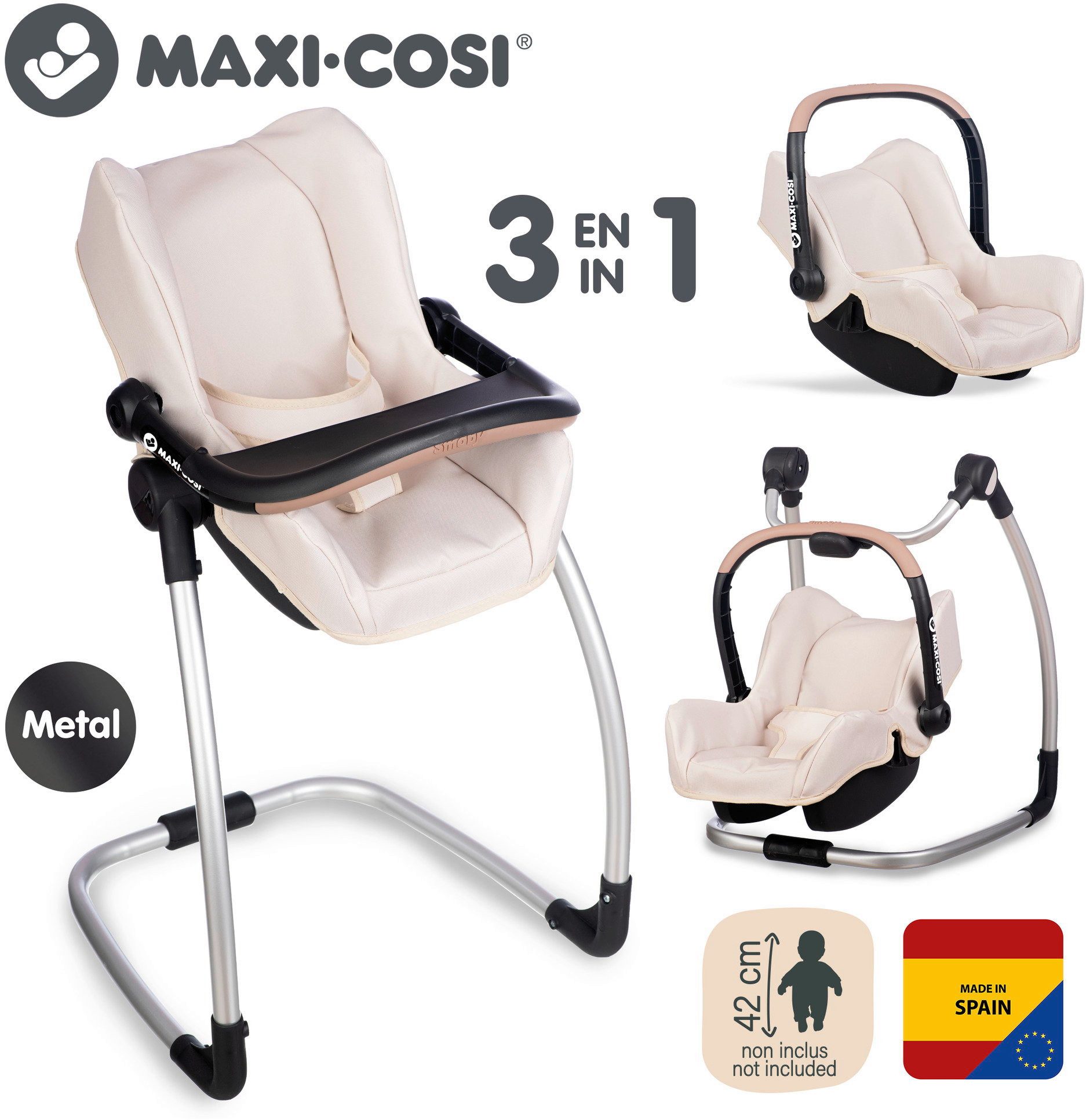 Smoby Puppenhochstuhl Rollenspiel Puppen Maxi Cosi Puppenhochstuhl 3-in-1 7600240245