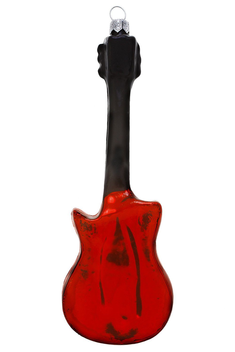 Hamburger Weihnachtskontor Christbaumschmuck E-Gitarre rot - weiß, mundgeblasen handdekoriert - Dekohänger