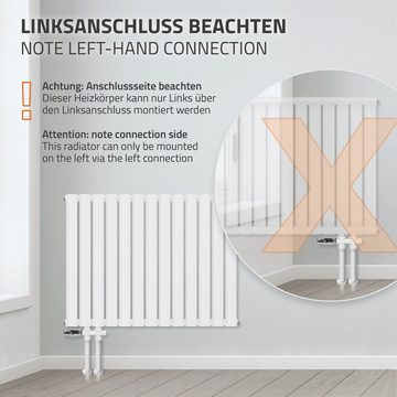 LuxeBath Heizkörper Paneelheizkörper Designheizkörper Flachheizkörper, Weiß 1020x600mm mit ovalen Röhren