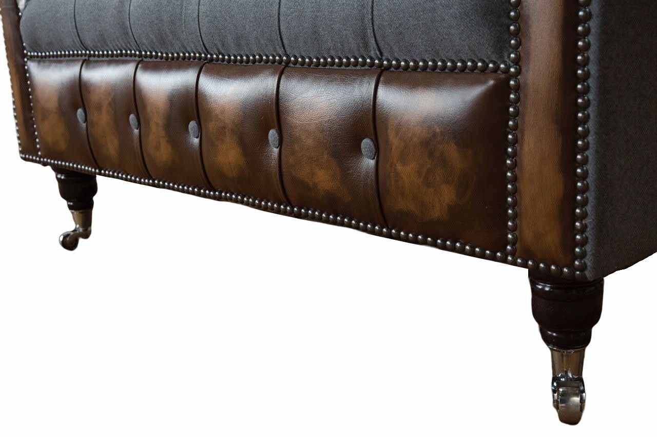 Sessel Polster Design Sofas Sitzer Stoff 1.5 Made Lounge, Europe Couch In Chesterfield JVmoebel Sofa