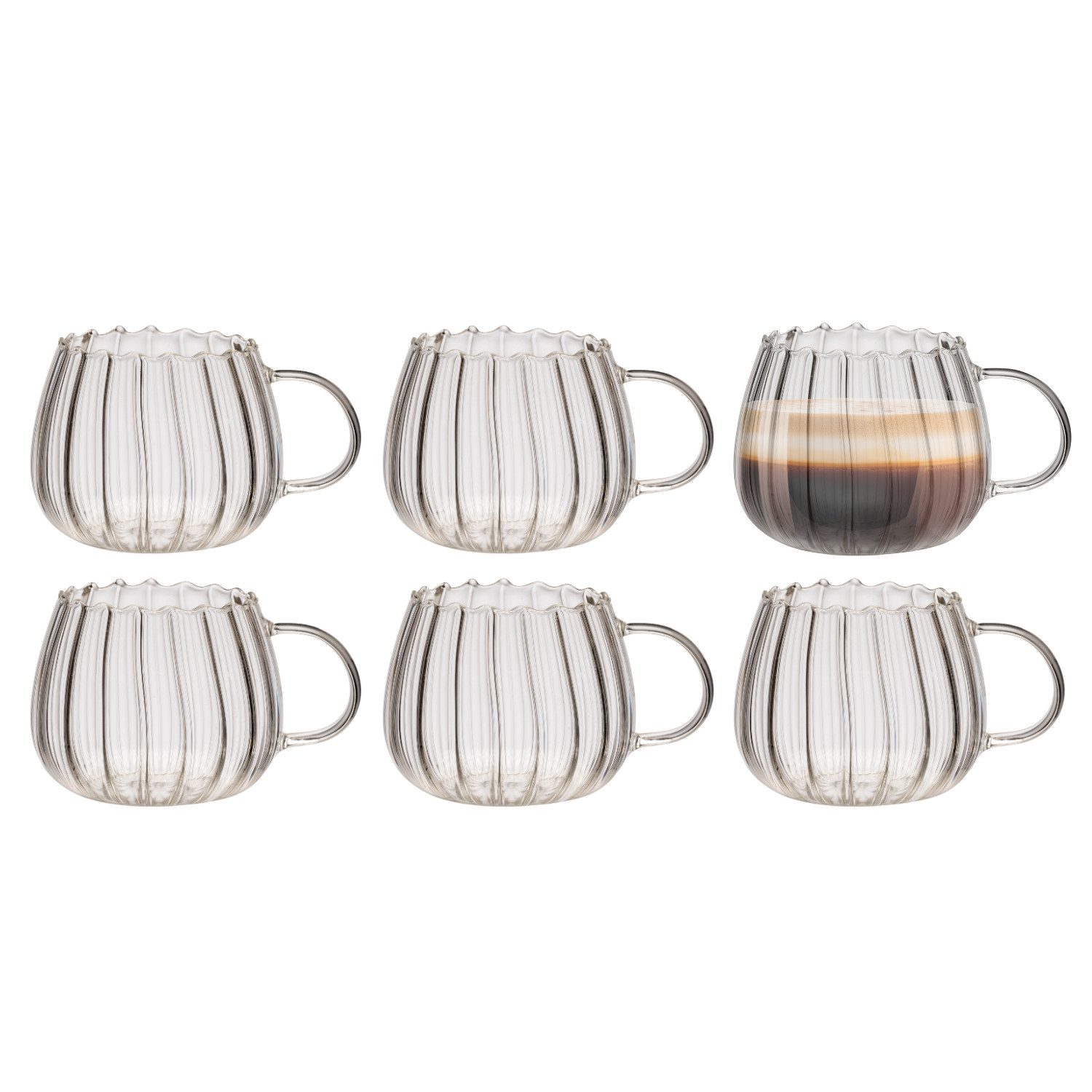 Glas Riffle Cup Kaffeeglas Teeglas Heißgetränke - 400 ml