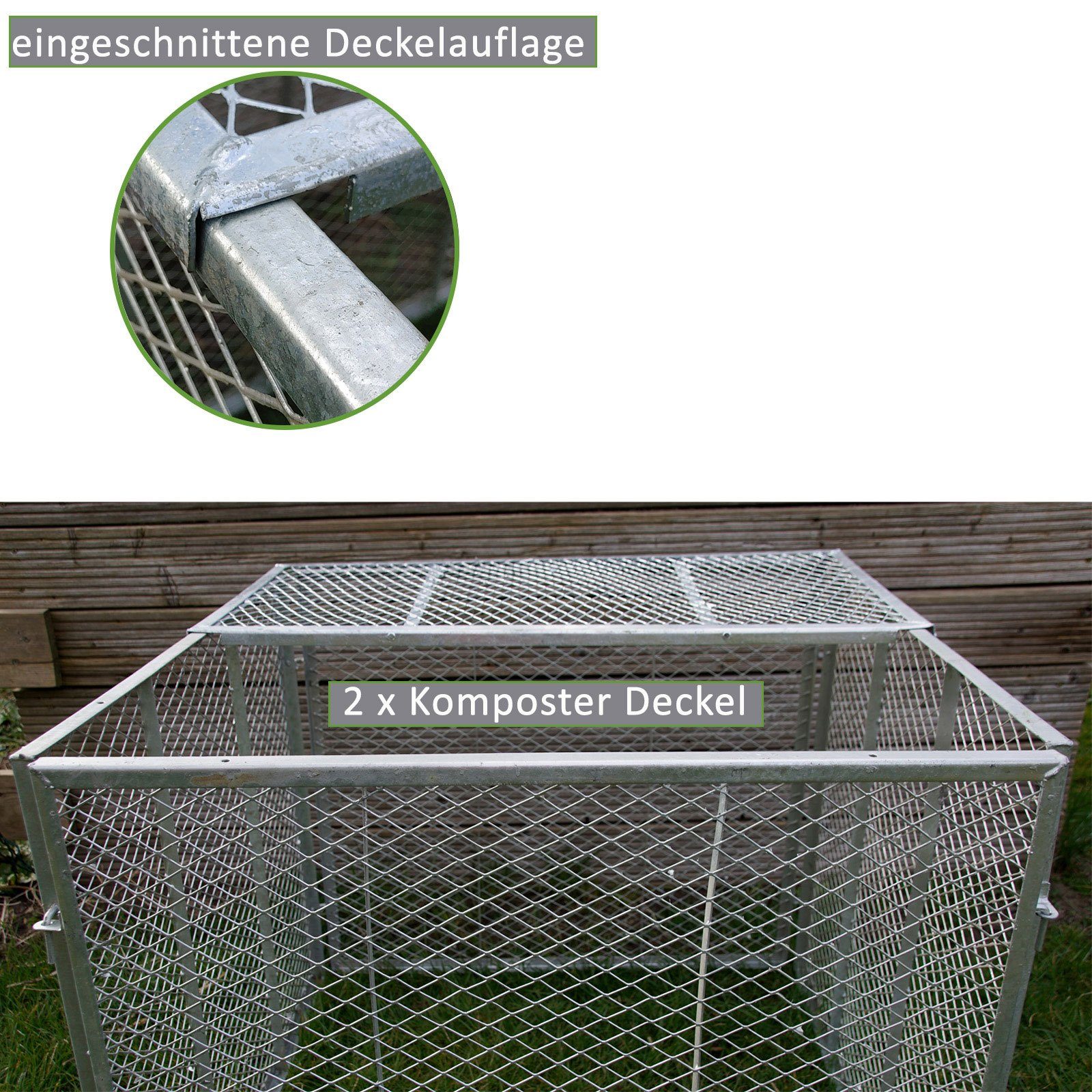 TRUTZHOLM Komposter Deckel oder Boden für Metallkomposter 80x80 cm aus Streckmetall, BxTxH: 86x0x2 cm, 450 l
