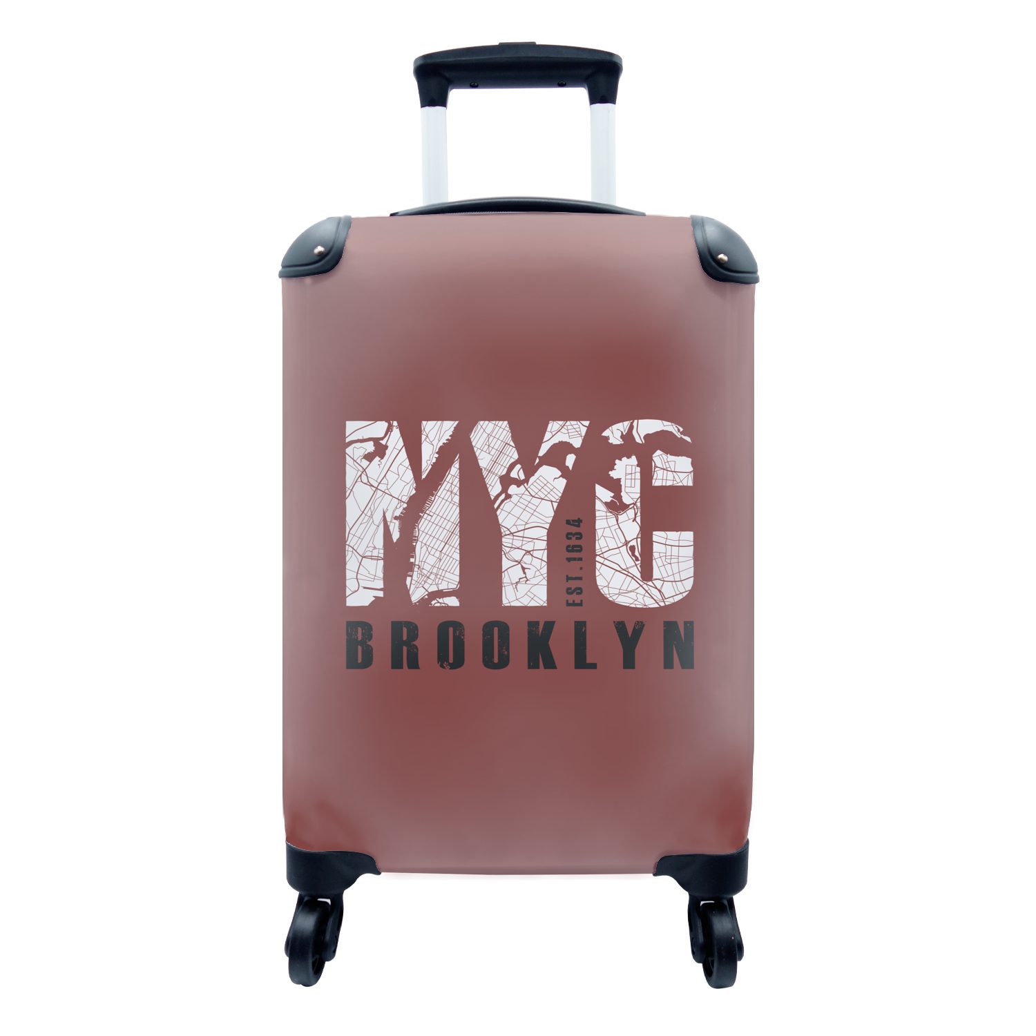NYC mit Handgepäckkoffer für New York rollen, - Reisekoffer Rollen, Ferien, Karte, Trolley, 4 Reisetasche Handgepäck - MuchoWow