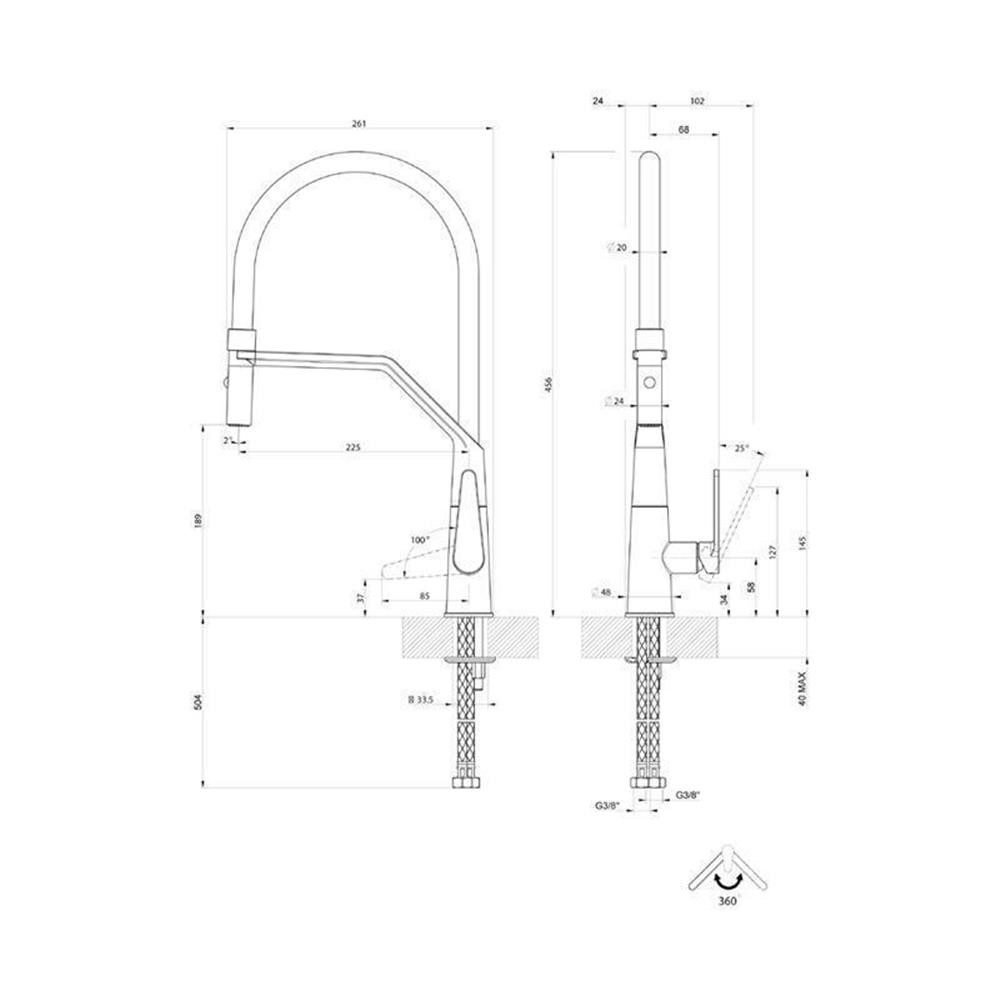Systemceram Küchenarmatur TONO PRO mit Flexauslauf Chrom