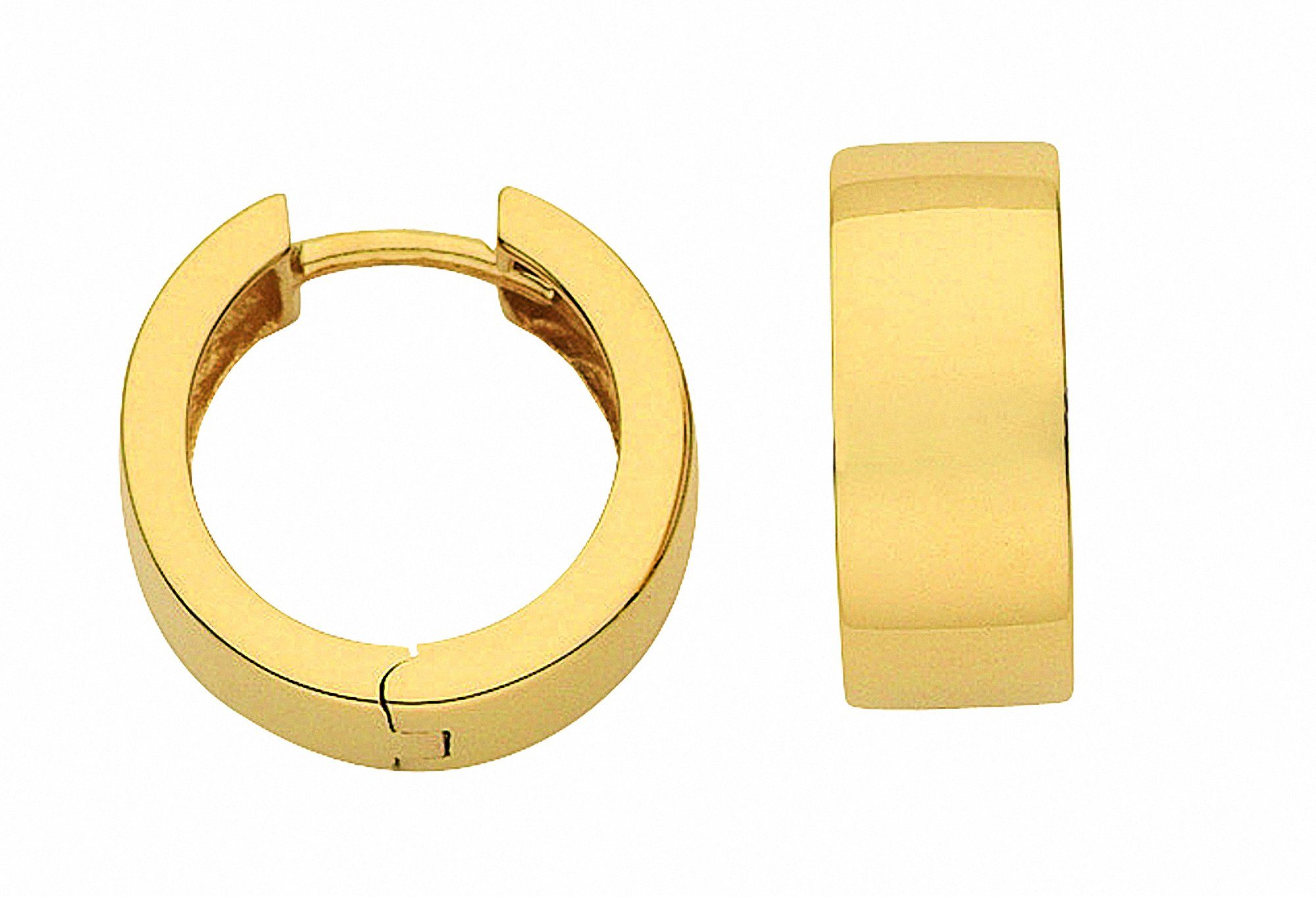 Adelia´s Paar Ohrhänger Damen Goldschmuck 1 Paar 585 Gold Ohrringe / Creolen Ø 15 mm, 585 Gold Goldschmuck für Damen