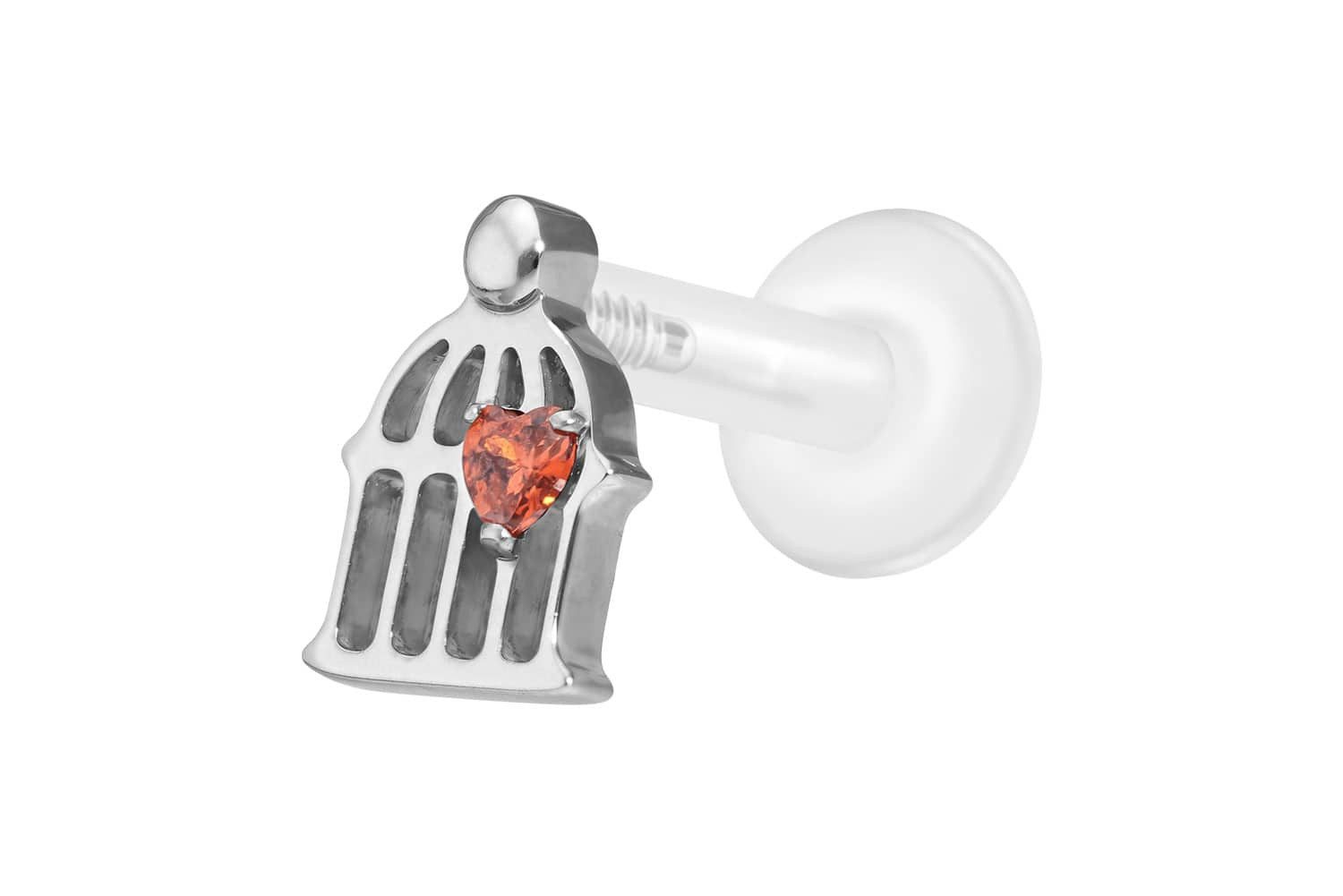 PIERCINGLINE Piercing-Set PTFE Labret mit Innengewinde + Titan-Aufsatz KÄFIG (Labrets, 1-tlg)