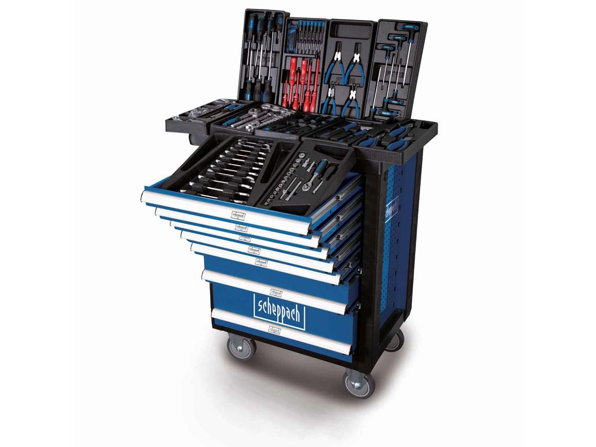 Scheppach Werkstattwagen TW1000, befüllt, max. Traglast:450 kg, 263-tlg. Werkzeugset, (Set, 263-tlg), inkl.Werkzeugset