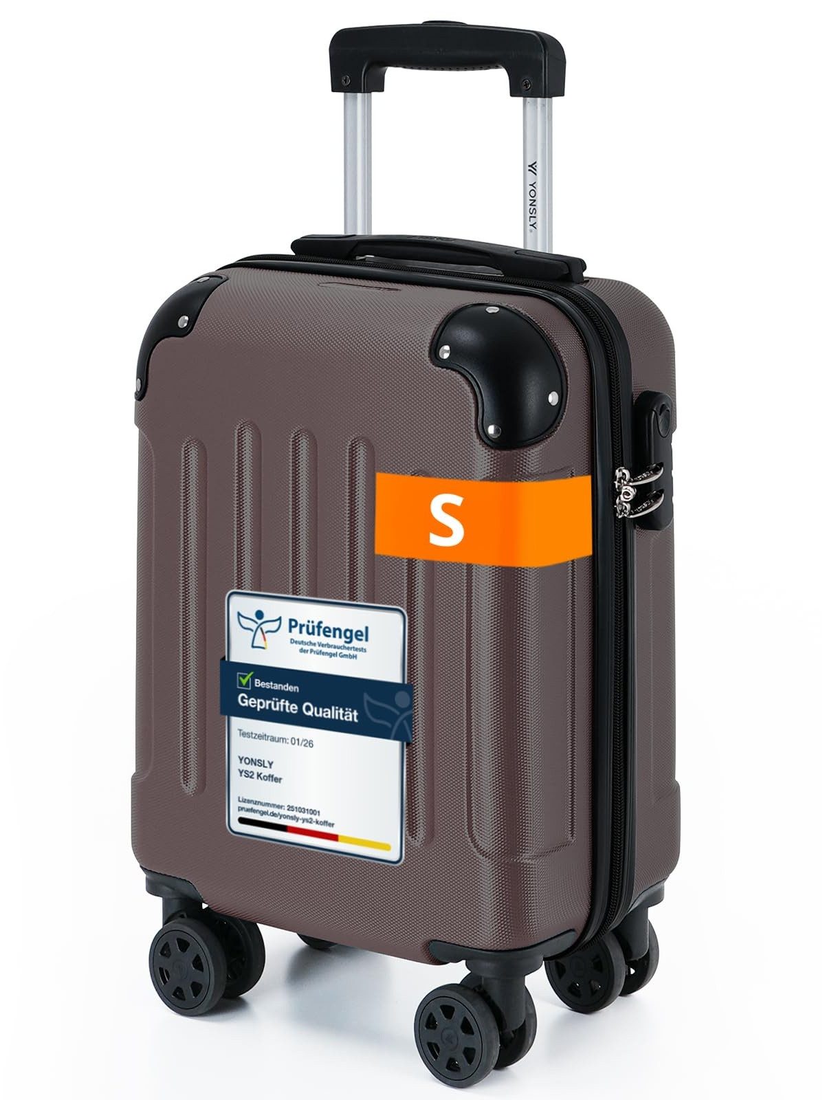 YONSLY Hartschalen-Trolley Hartschalen-Reisekoffer Trolley Rollkoffer in S/M/L/XL Größen, 4 Rollen, mit 360°-Lenkrollen, Zahlenschloss und mehrstufigem Teleskopgriff