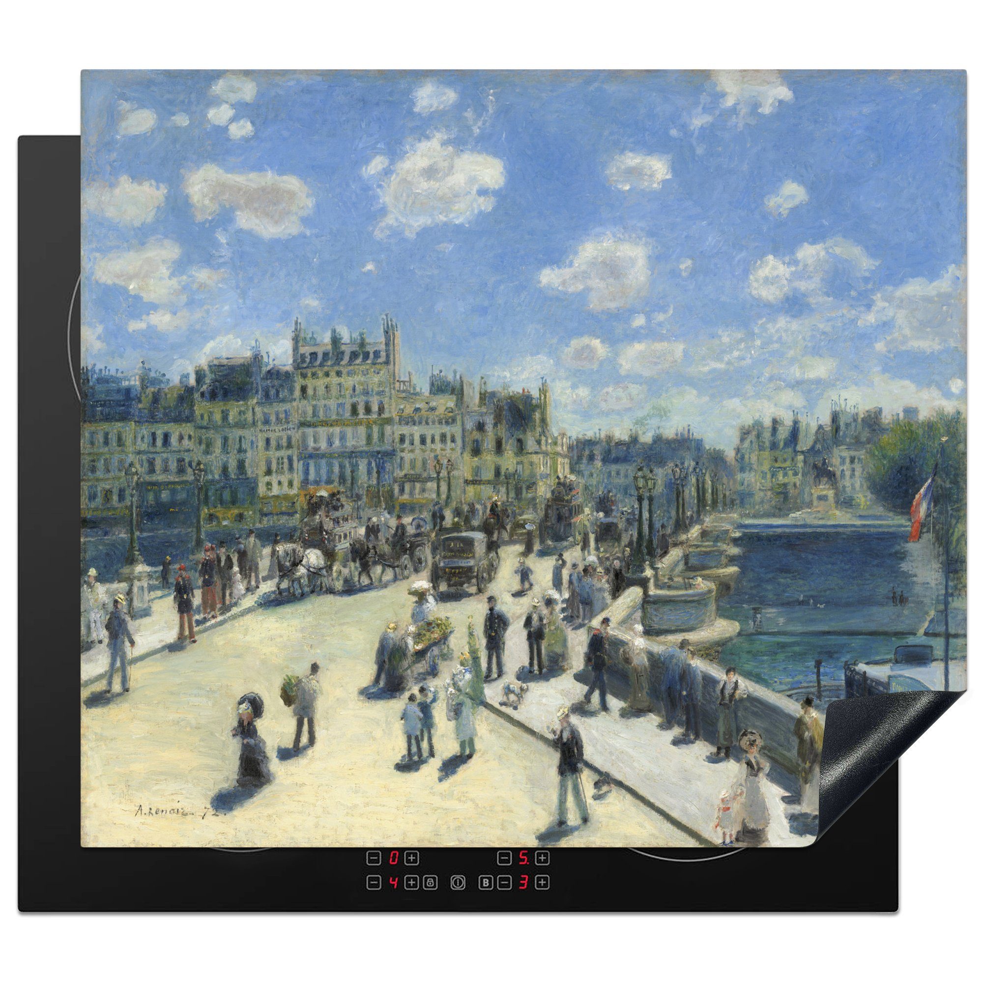 MuchoWow Herdblende-/Abdeckplatte Neue Brücke, Paris - Gemälde von Pierre-Auguste Renoir, Vinyl, (1 tlg), 60x52 cm, Mobile Arbeitsfläche nutzbar, Ceranfeldabdeckung