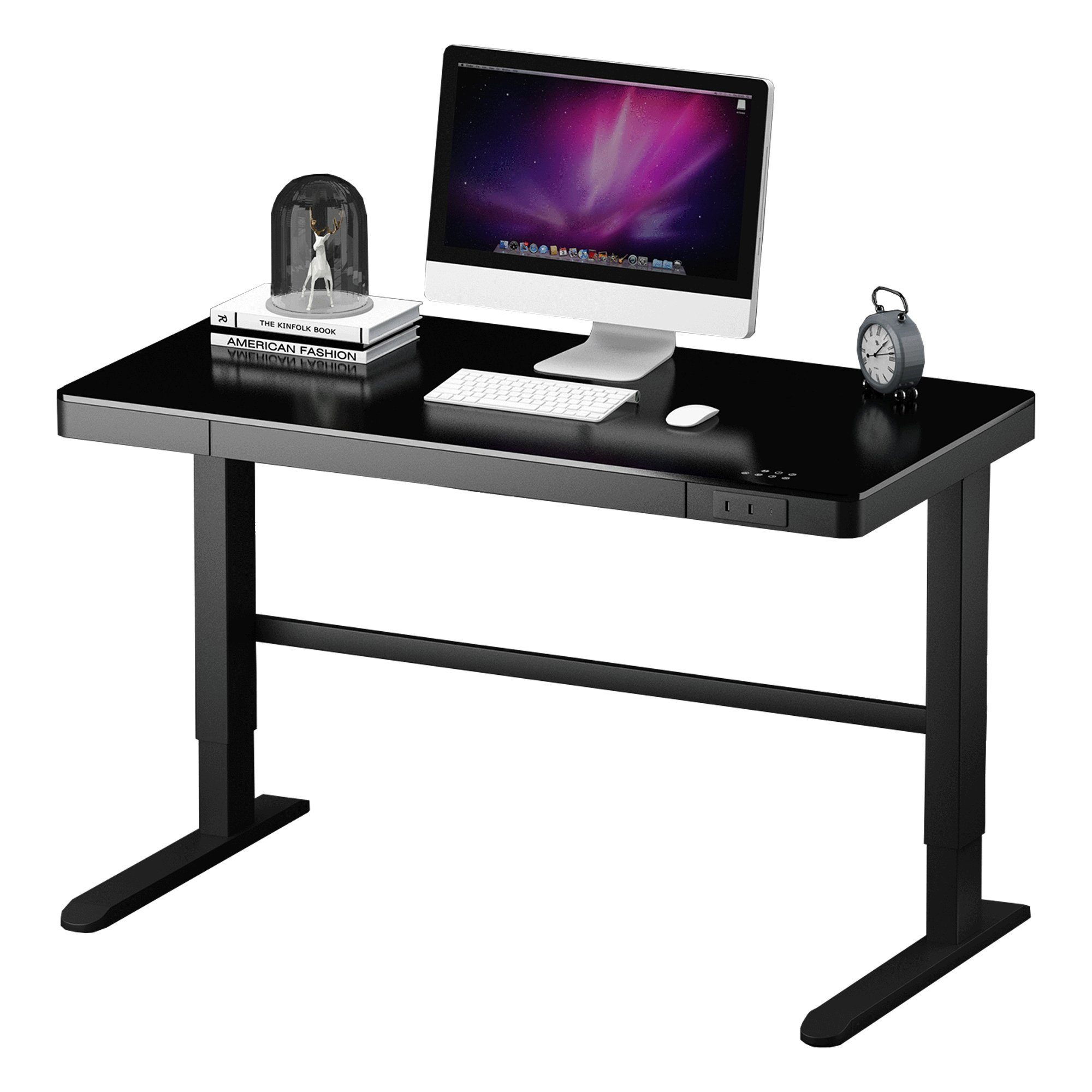 Schreibtisch (120x60cm, Tischplatte Albatros Optimaler Schreibtisch Albatros USB-Anschluss, Bürotisch Schwarz), Digitaldisplay G12B, International elektrisch Stehschreibtisch höhenverstellbarer