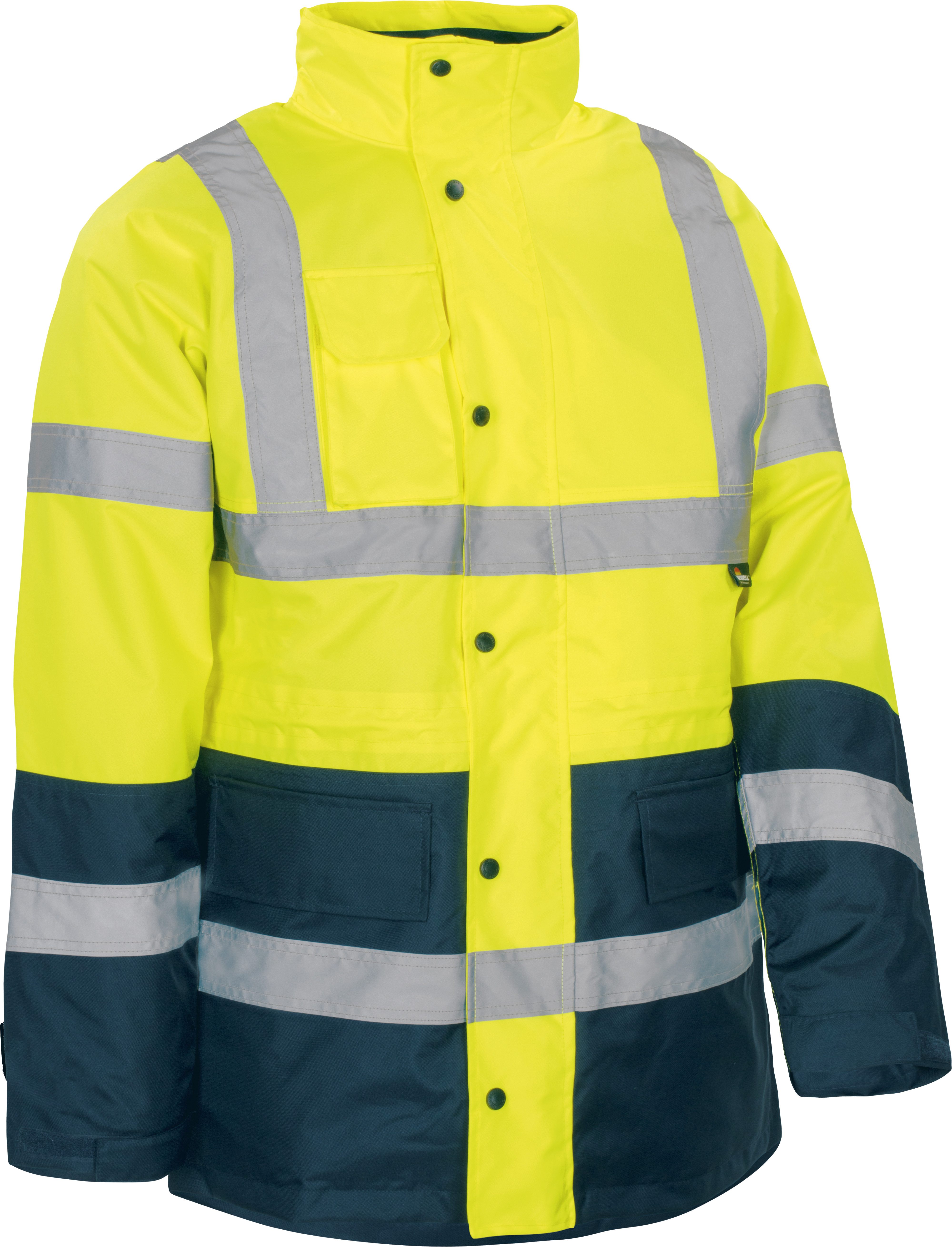 vizwell Funktionsparka 2 in 1 Warnschutz Parka Arbeitsjacke Warnschutzjacke Winterjacke neon wasser- und winddicht mit Kapuze