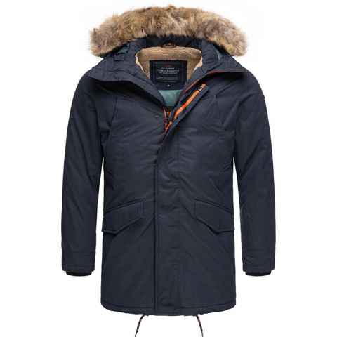 Funky Buddha Winterjacke FBM029-01219 stylischer Herren Winterparka mit abnehmb. Kunstfell