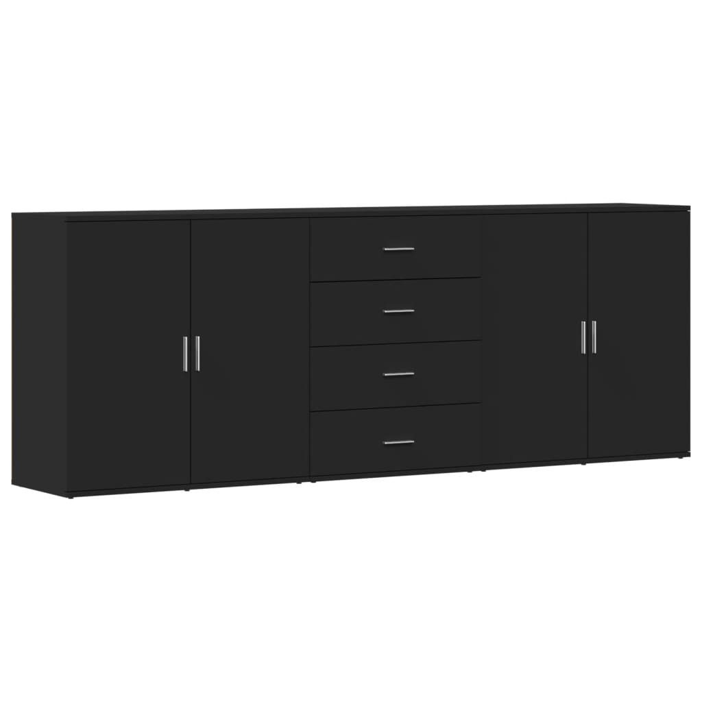 vidaXL Sideboard Sideboards 3 Stk. Schwarz günstig online kaufen