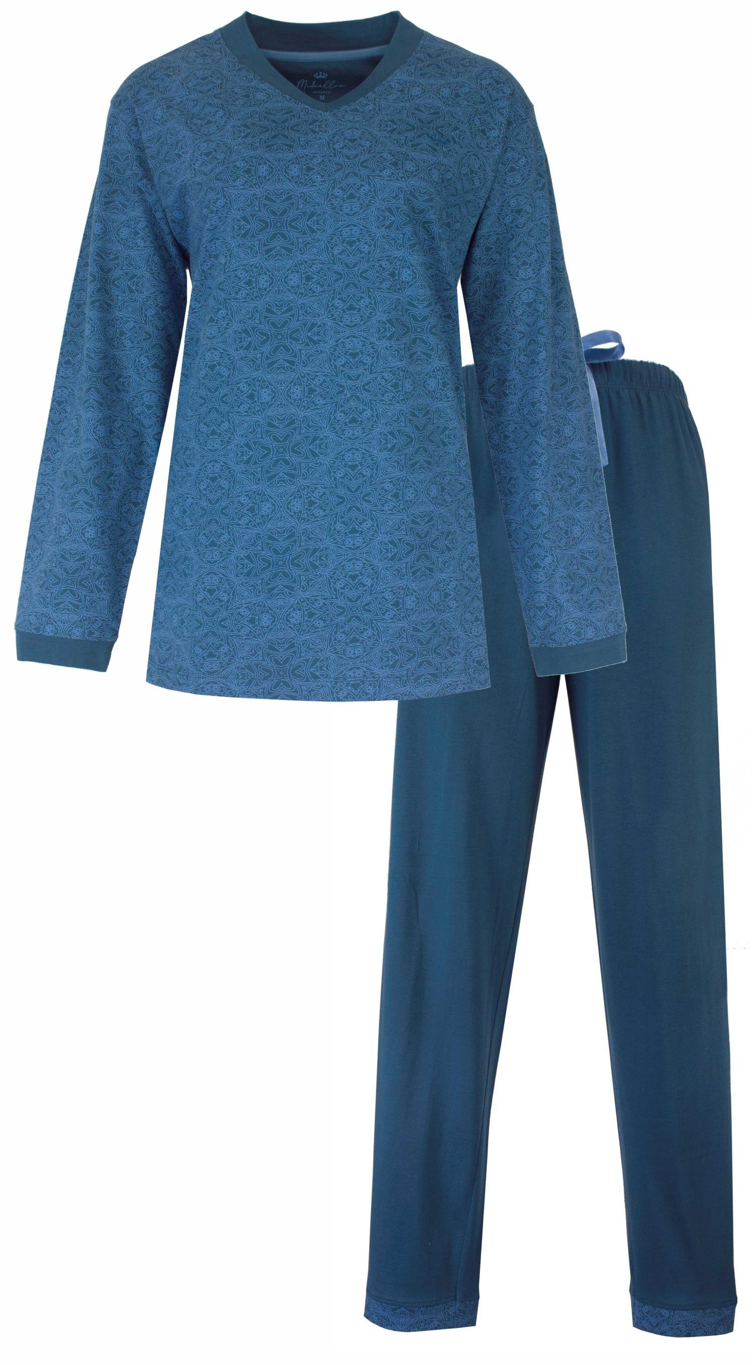 Medaillon Schlafanzug Damen Jersey Pyjama lang (2 tlg) Baumwolle