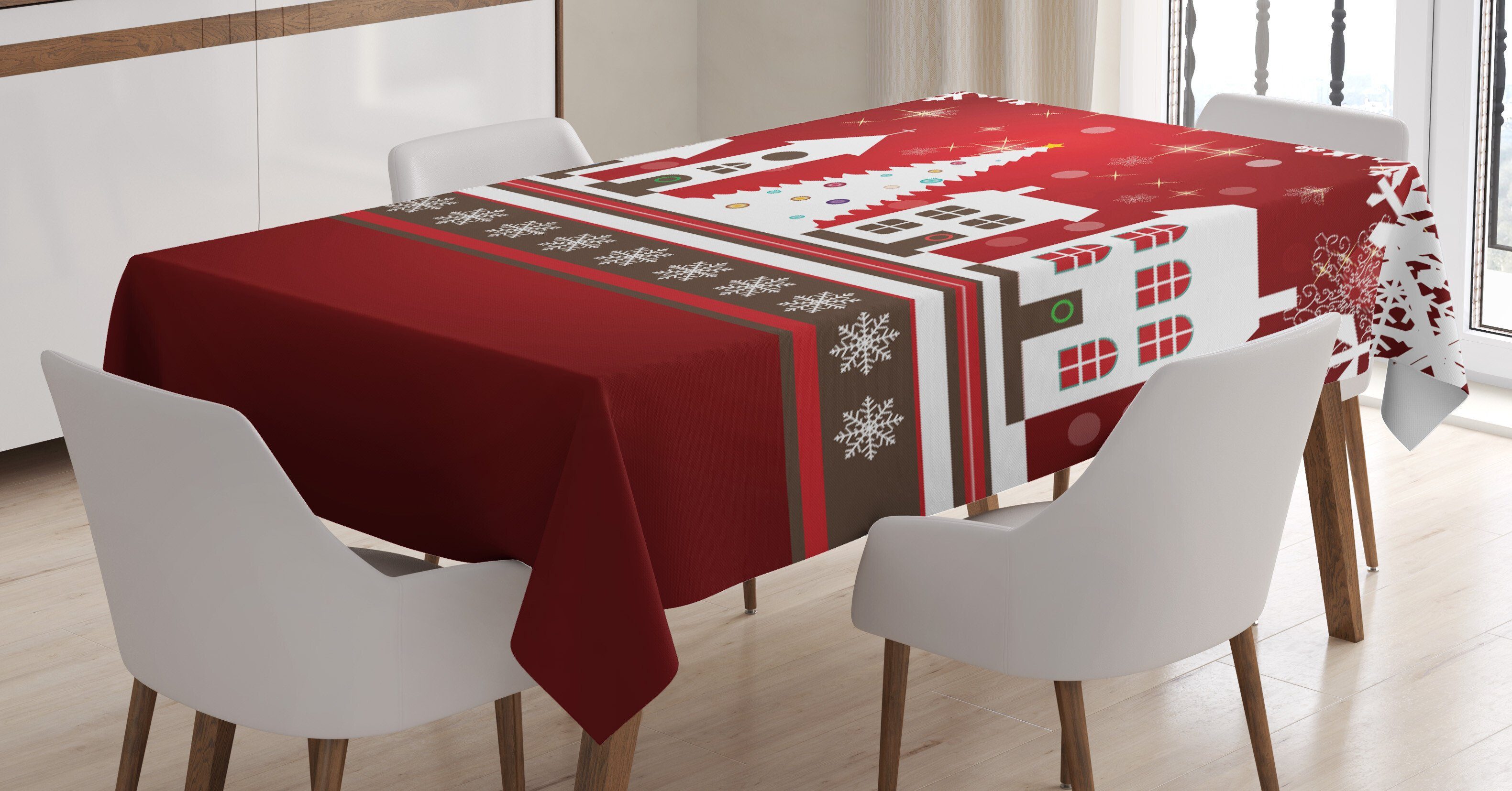 Abakuhaus Tischdecke Farbfest Waschbar Für den Außen Bereich geeignet Klare Farben, Weihnachten Winter-Thema-Baum