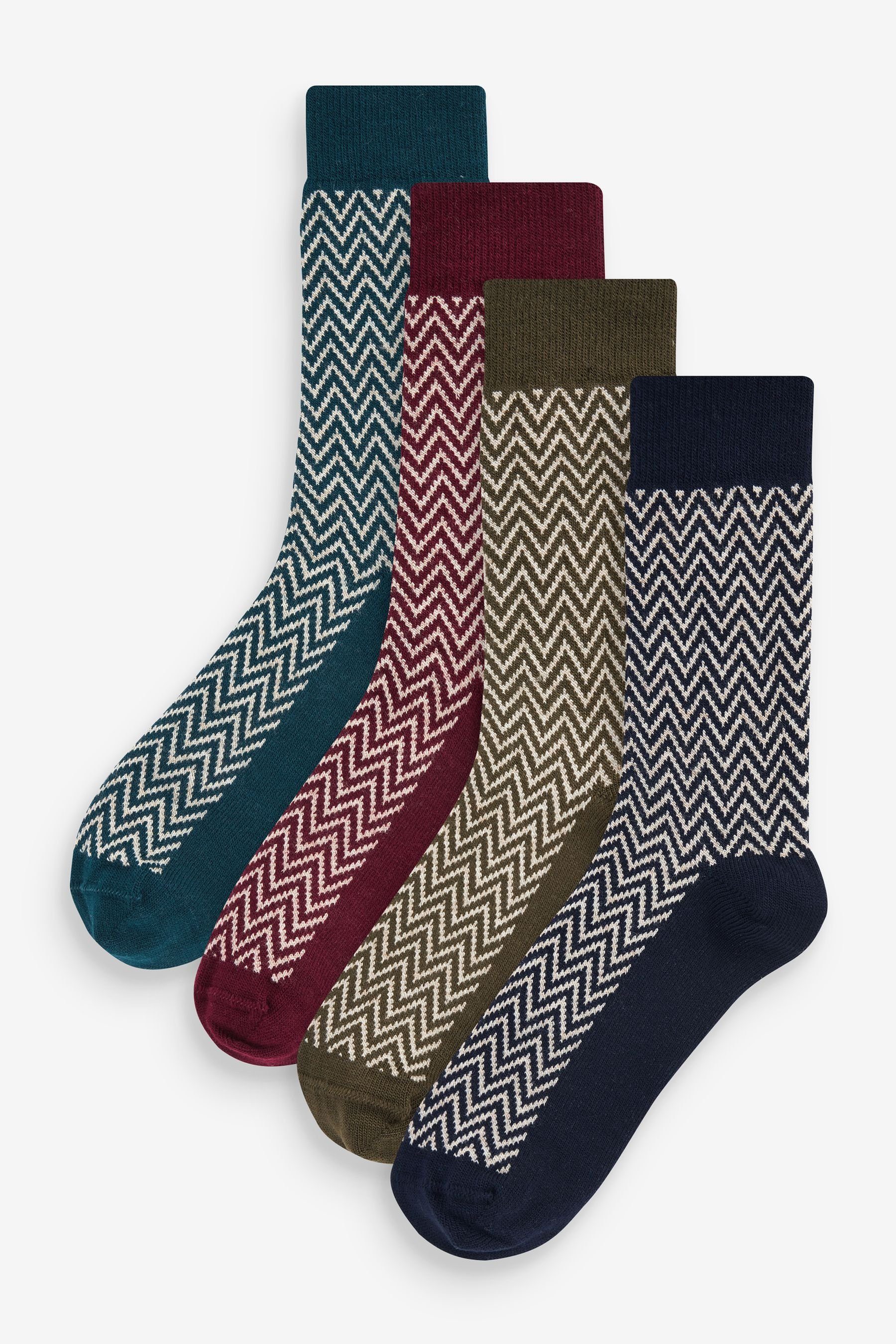 Next Kurzsocken Schwere Socken mit Muster, Zig (4-Paar) 4er-Pack Zag