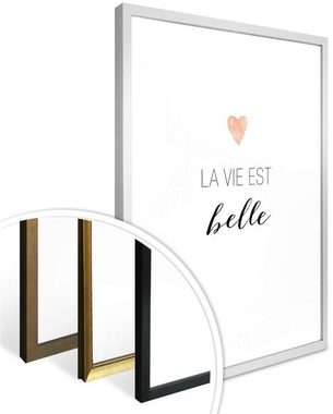 Wall-Art Poster La vie est belle, Schriftzug (1 St), Poster ohne Bilderrahmen