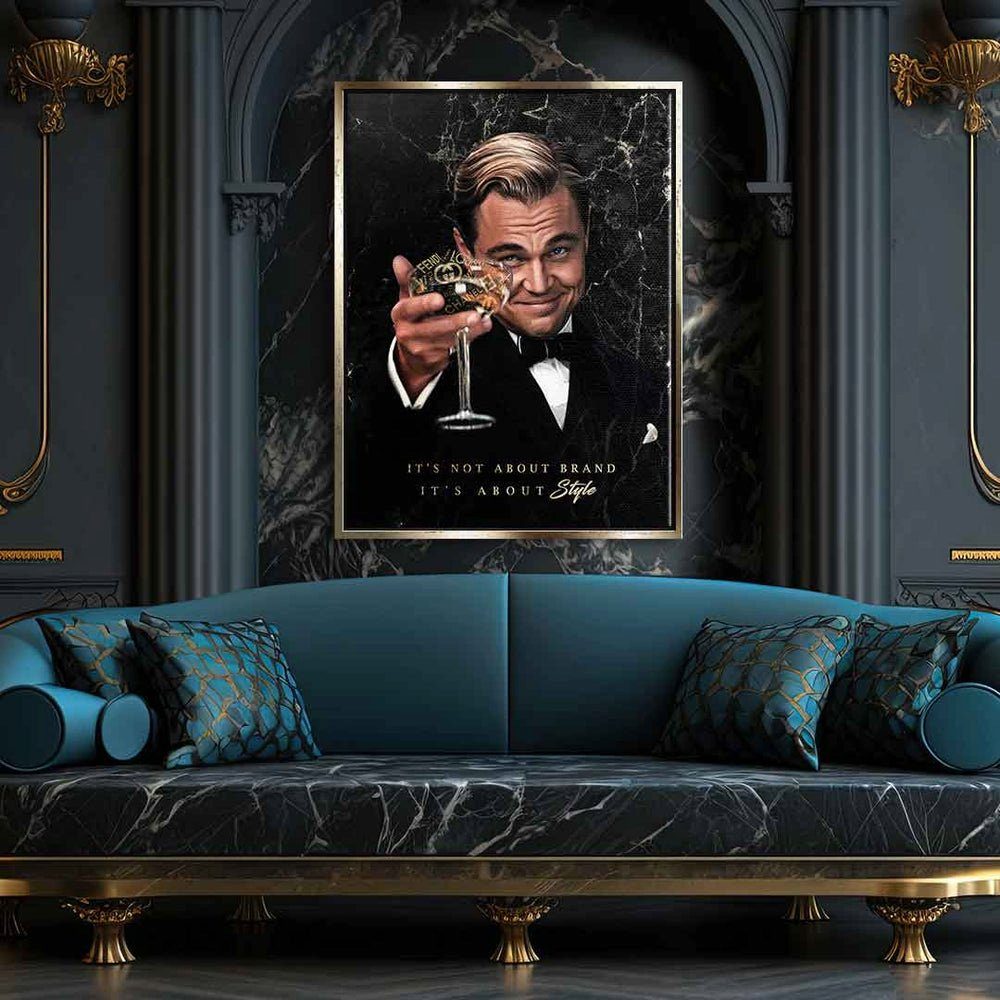 DOTCOMCANVAS® große Der Leinwandbild, Wolf Leinwandbild schwarzer Rahmen Gatsby Ch Leonardo Street of DiCaprio Wall